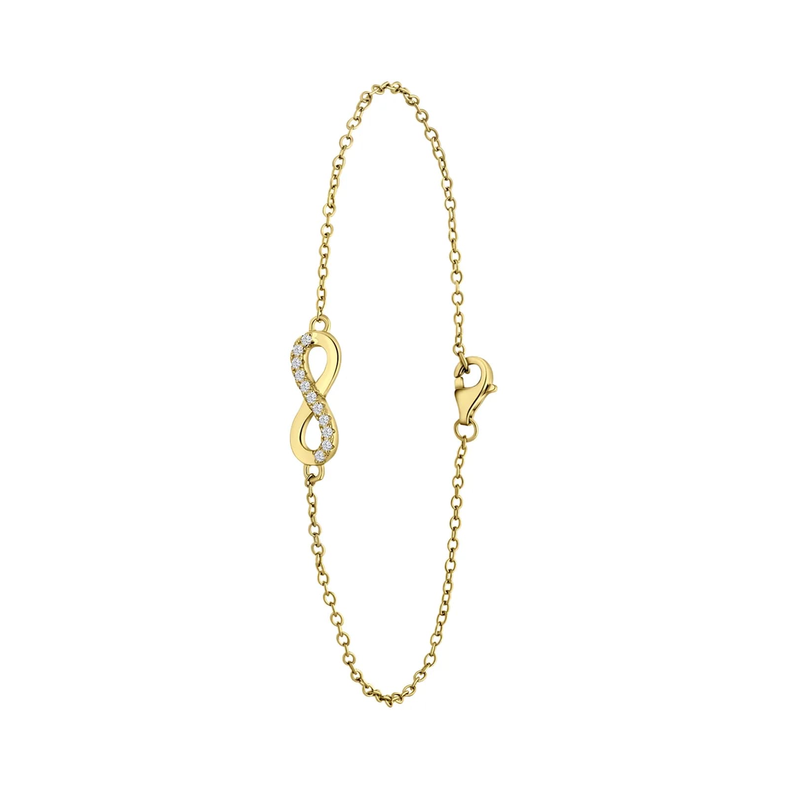 Guldpläterat silverarmband evighetssymbol med kubisk zirkonia - 16+2 cm