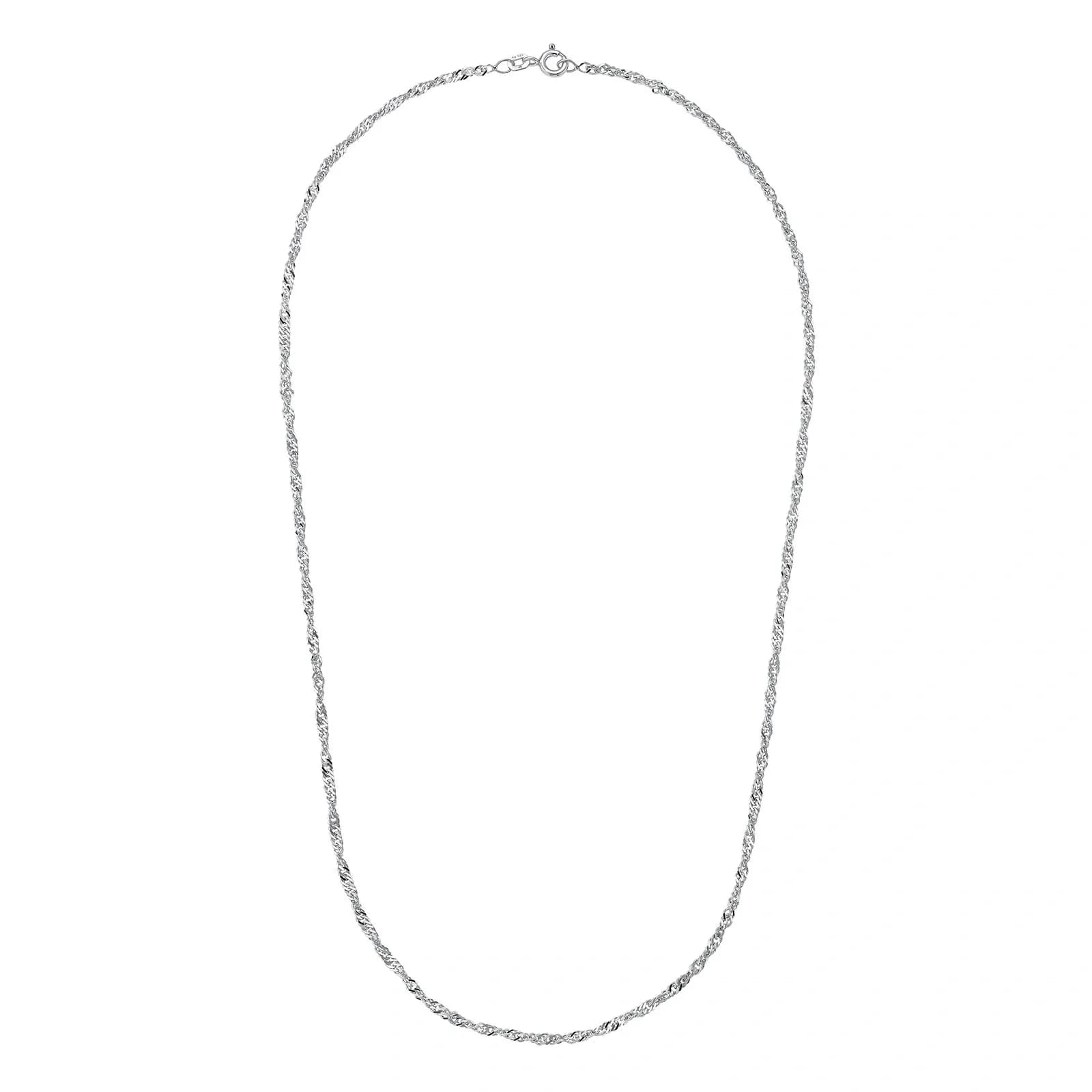 Silverhalsband, löv med vita stenar - 45 cm