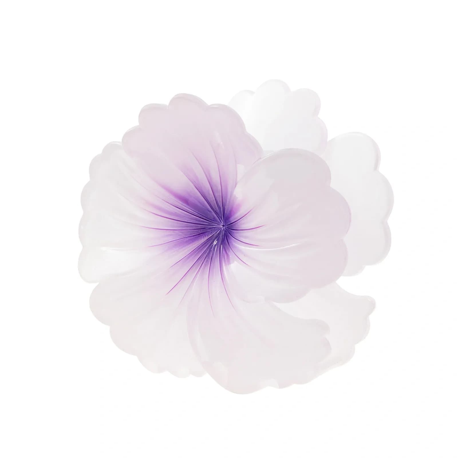 Vit och lila hårklämma, hibiskusblomma - 7,5x7,5 cm