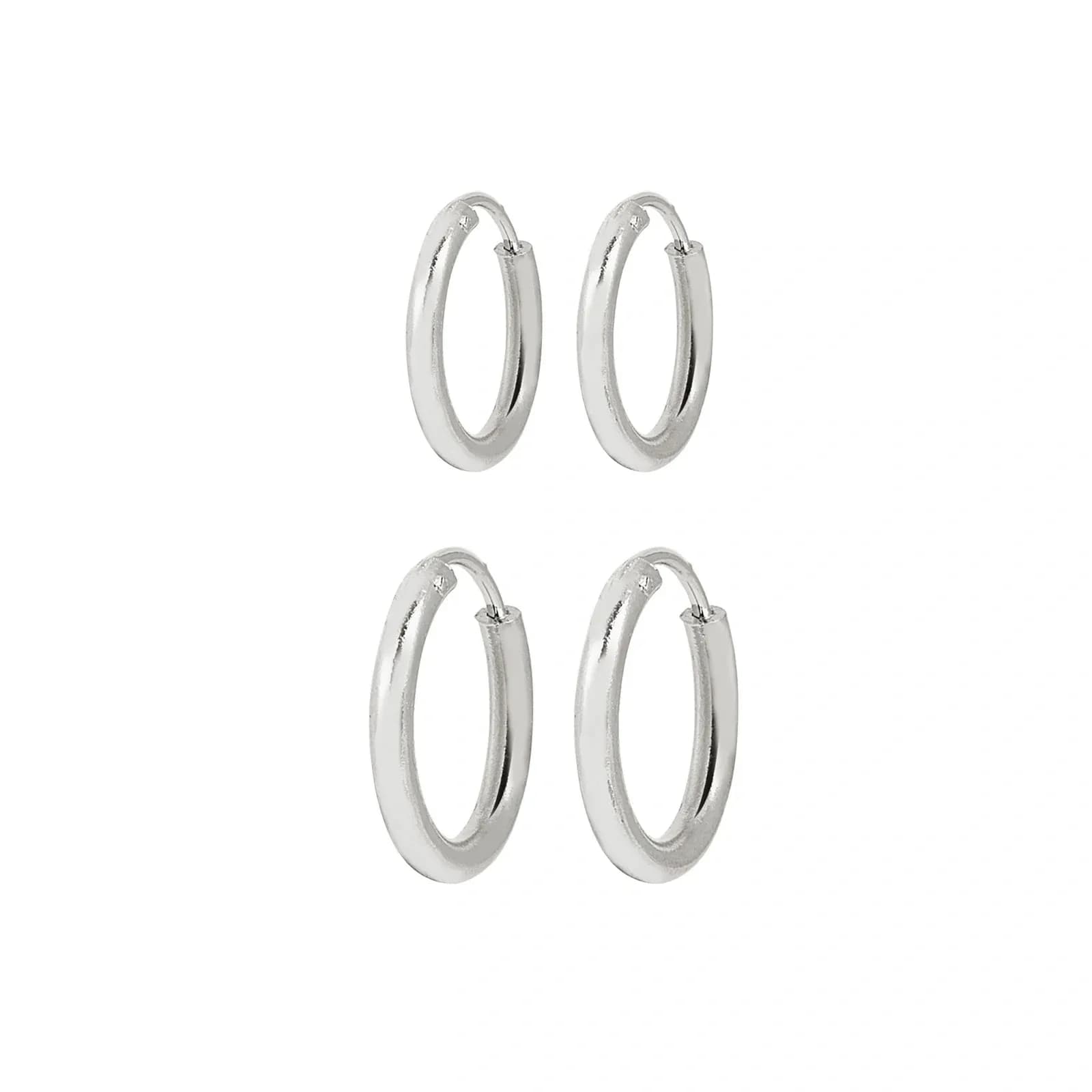 2-pack örhängen - silverfärgade hoops