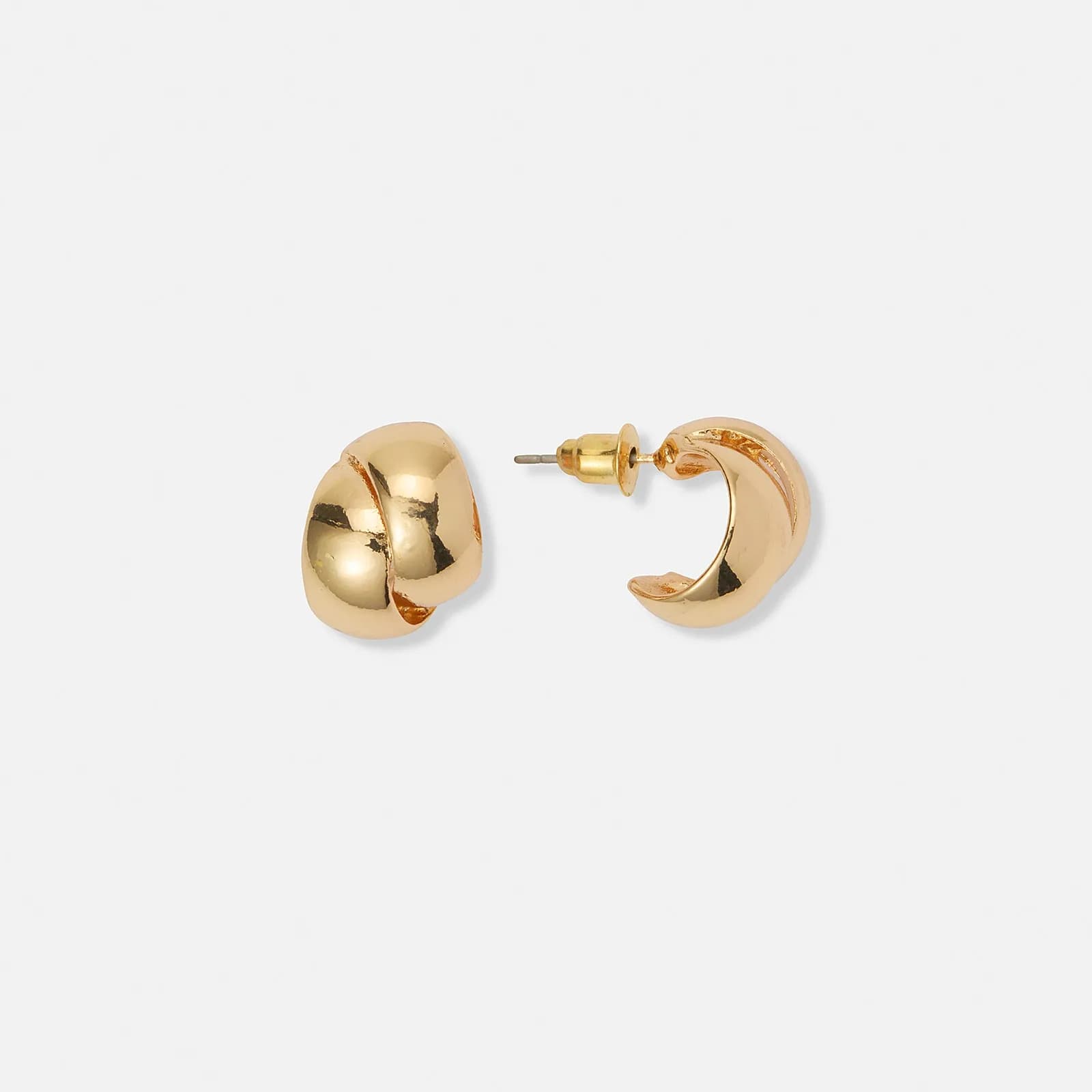 Guldfärgade örhängen, bred C-hoop - 15 mm
