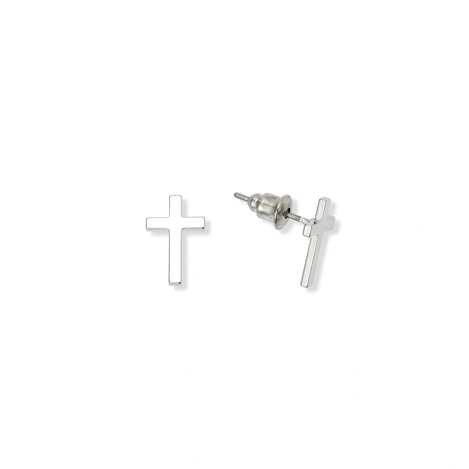 Silverfärgade örhängen, litet kors - 12 mm