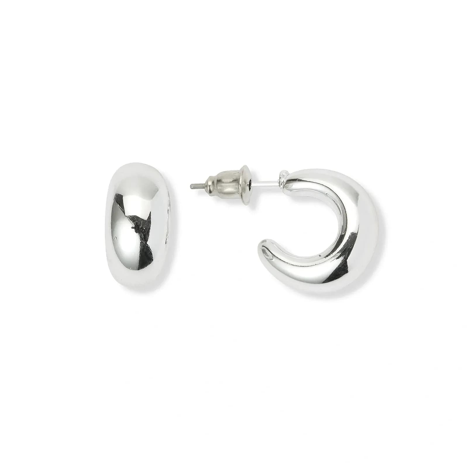 Silverfärgade örhängen, docerade hoops - 15 mm