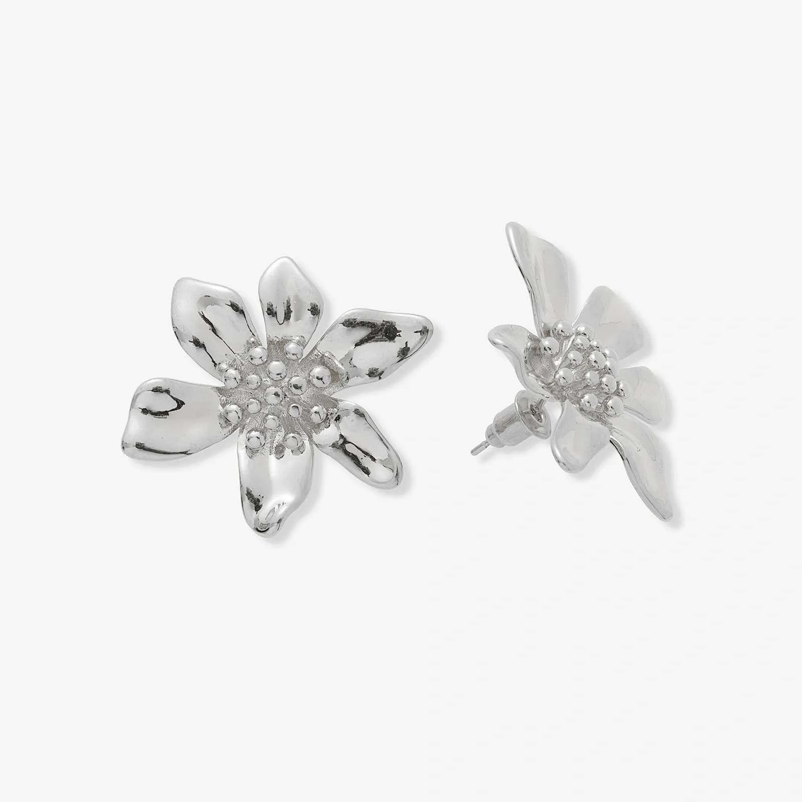 Silverfärgade örhängen, blomma - 30 mm