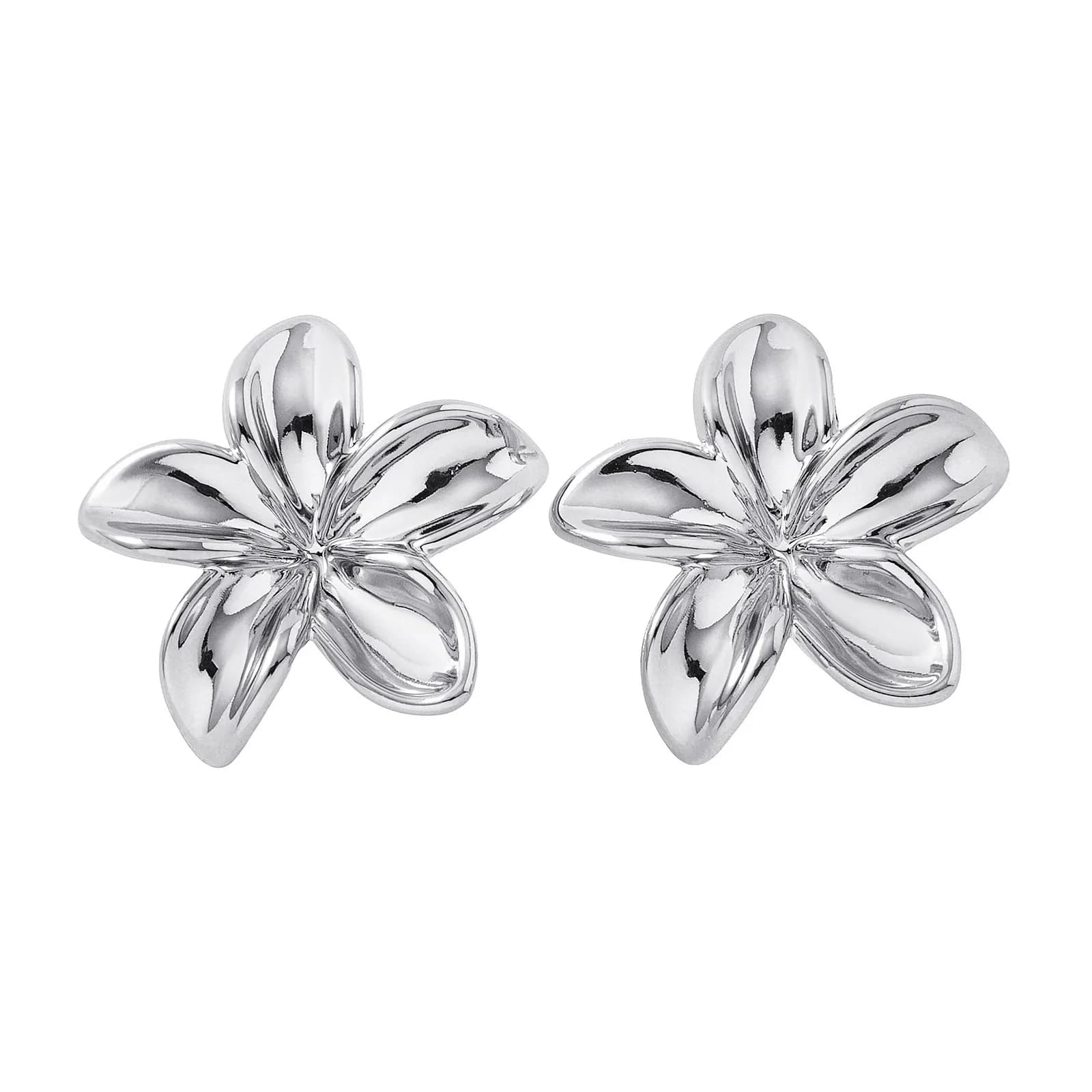 Silverfärgade örhängen, hibiskusblomma - 4,5x4,5cm