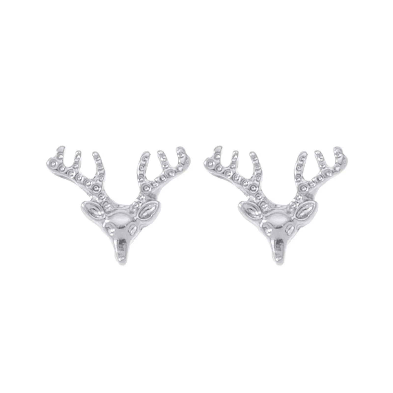 Silverfärgade örhängen, studs ren med horn i metall - 1 cm