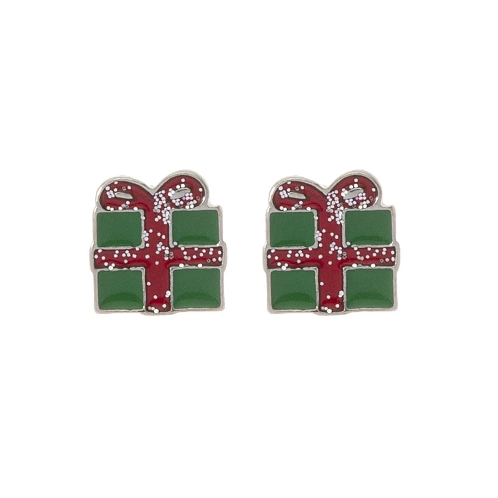 Silverfärgade örhängen, studs paket med rosett - 1 cm