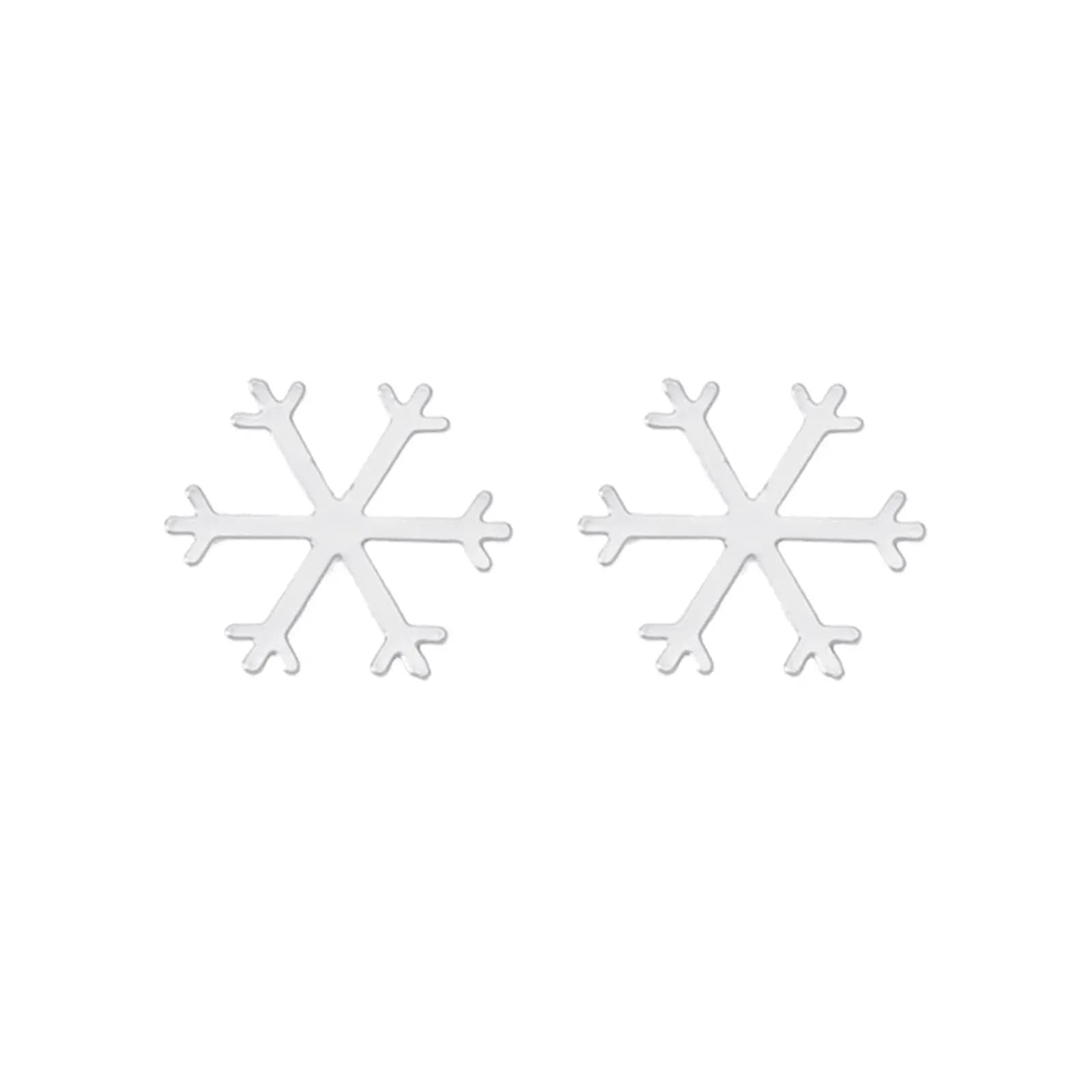 Silverfärgade örhängen, studs snöflinga i metall - 1 cm
