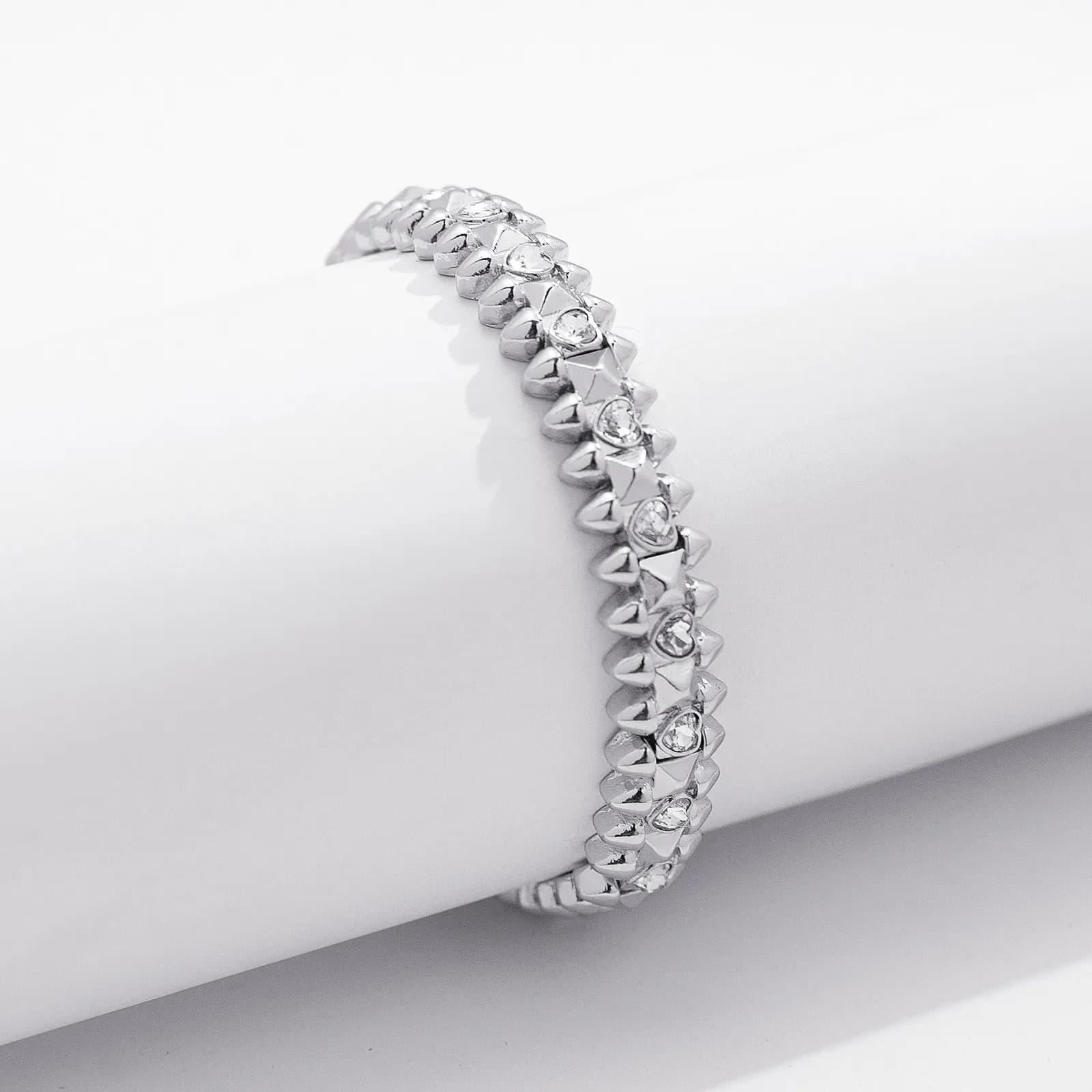 Silverfärgat armband Spike Noir, klara hjärtan - Elastiskt