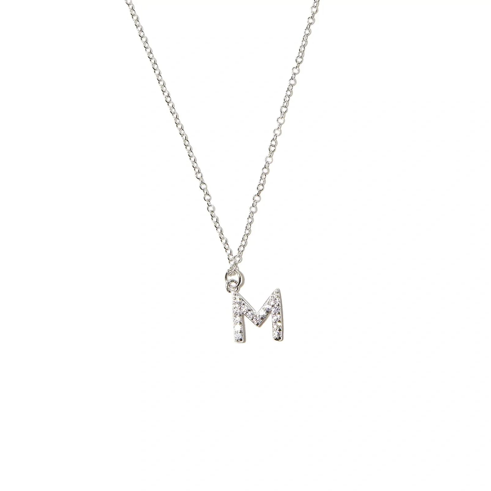 Halsband äkta silver, bokstav M - 42+3 cm