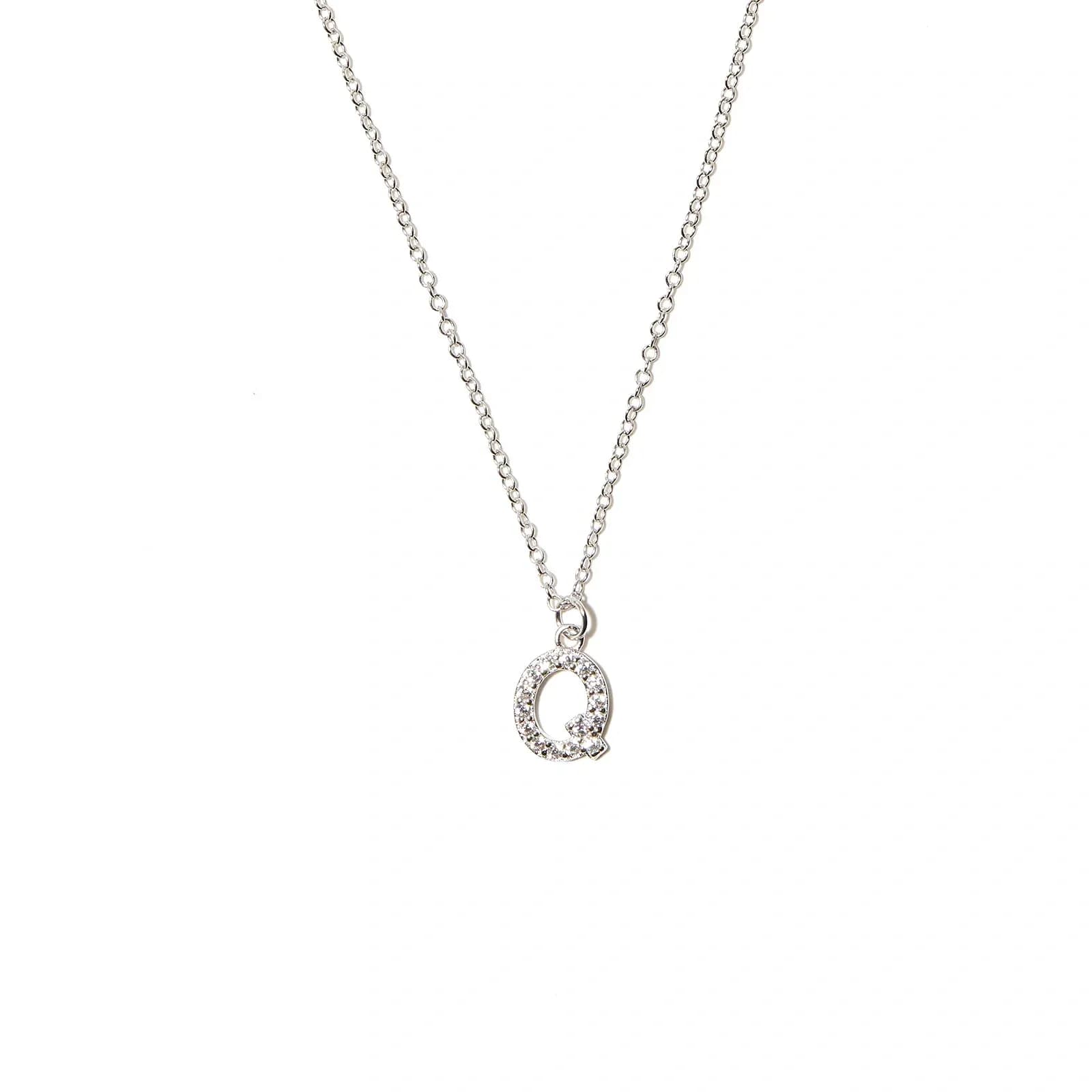 Halsband äkta silver, bokstav Q - 42+3 cm