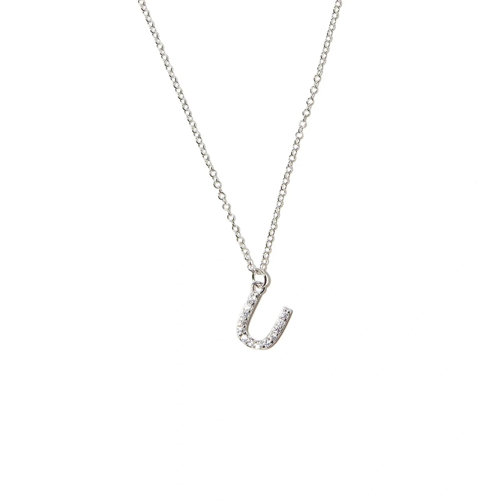 Halsband äkta silver, bokstav U - 42+3 cm