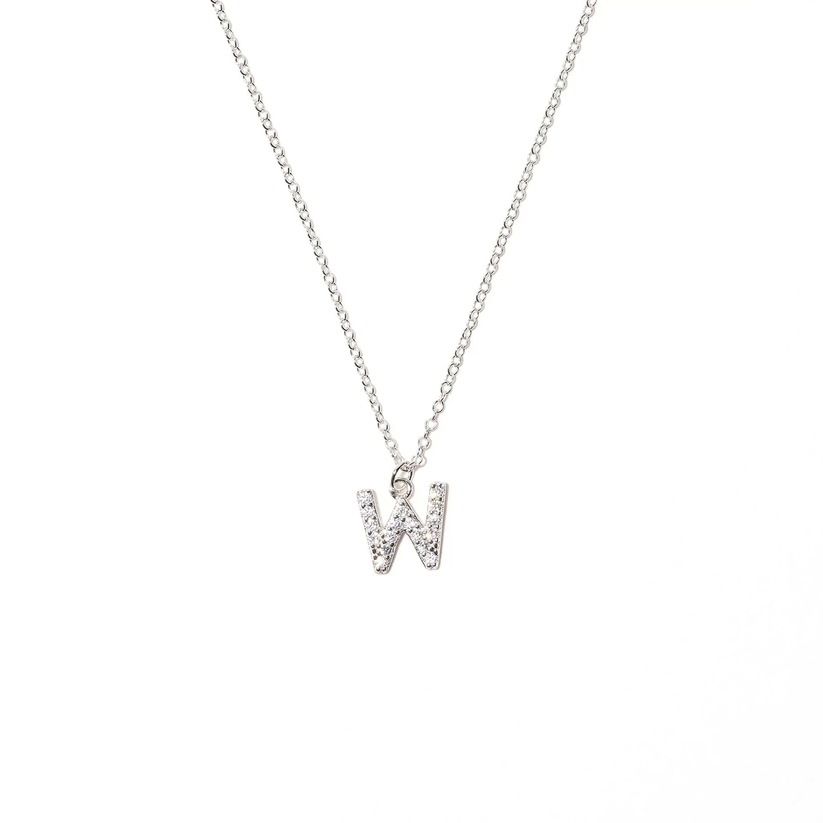 Halsband äkta silver, bokstav W - 42+3 cm