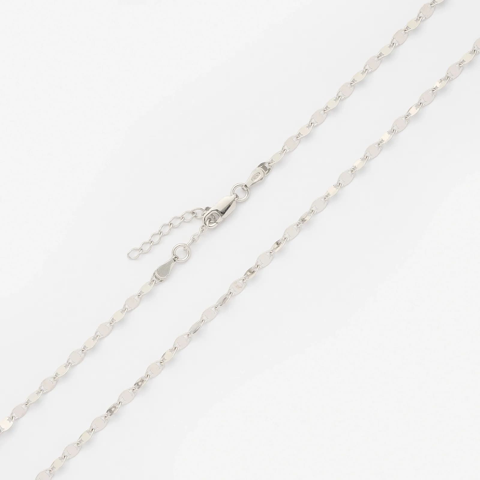 Halsband i silver, platta brickor - 42cm