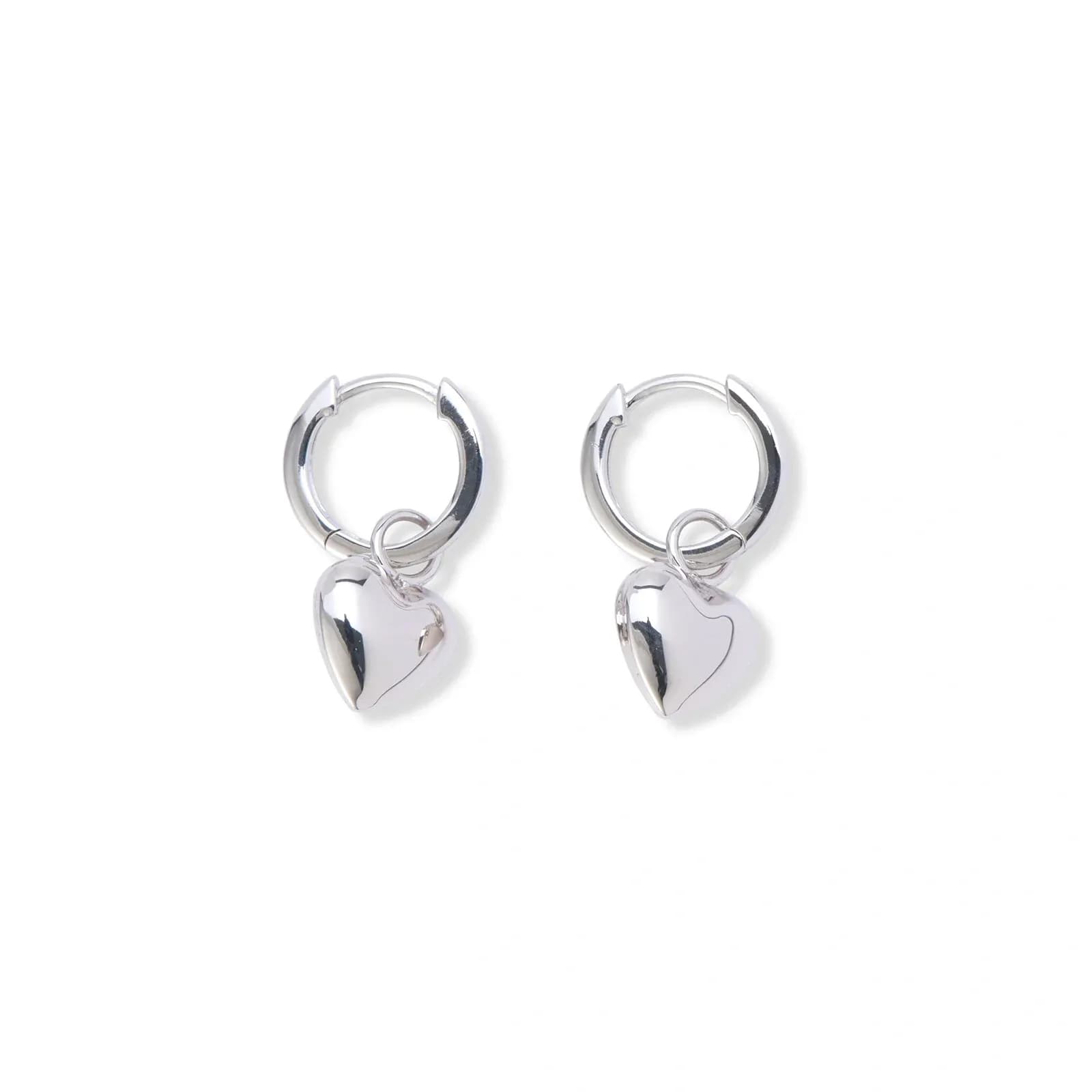 Silverörhängen, hoops med 10 mm hjärta