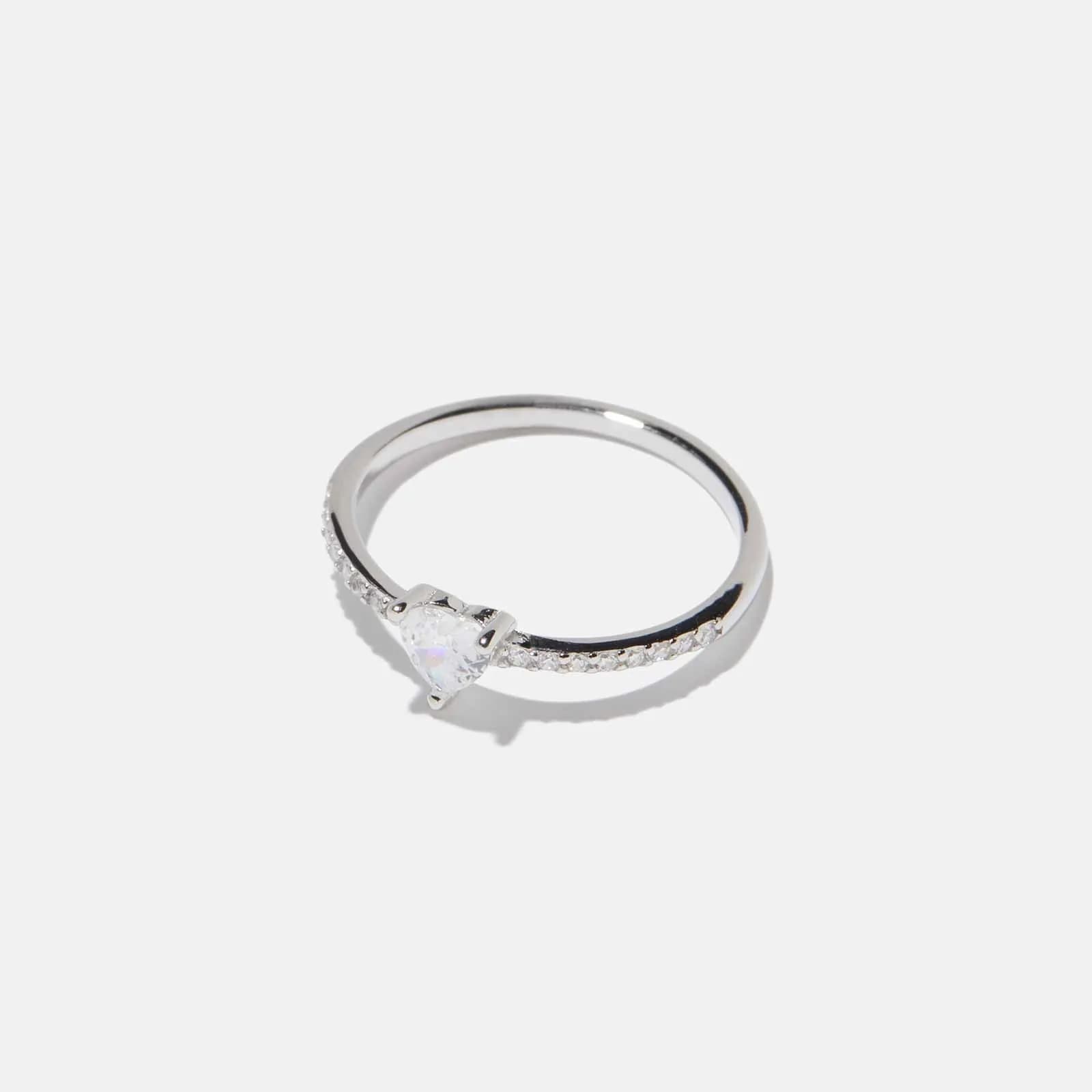 Sidostensring i silver - hjärtformad Kubisk Zirkonia