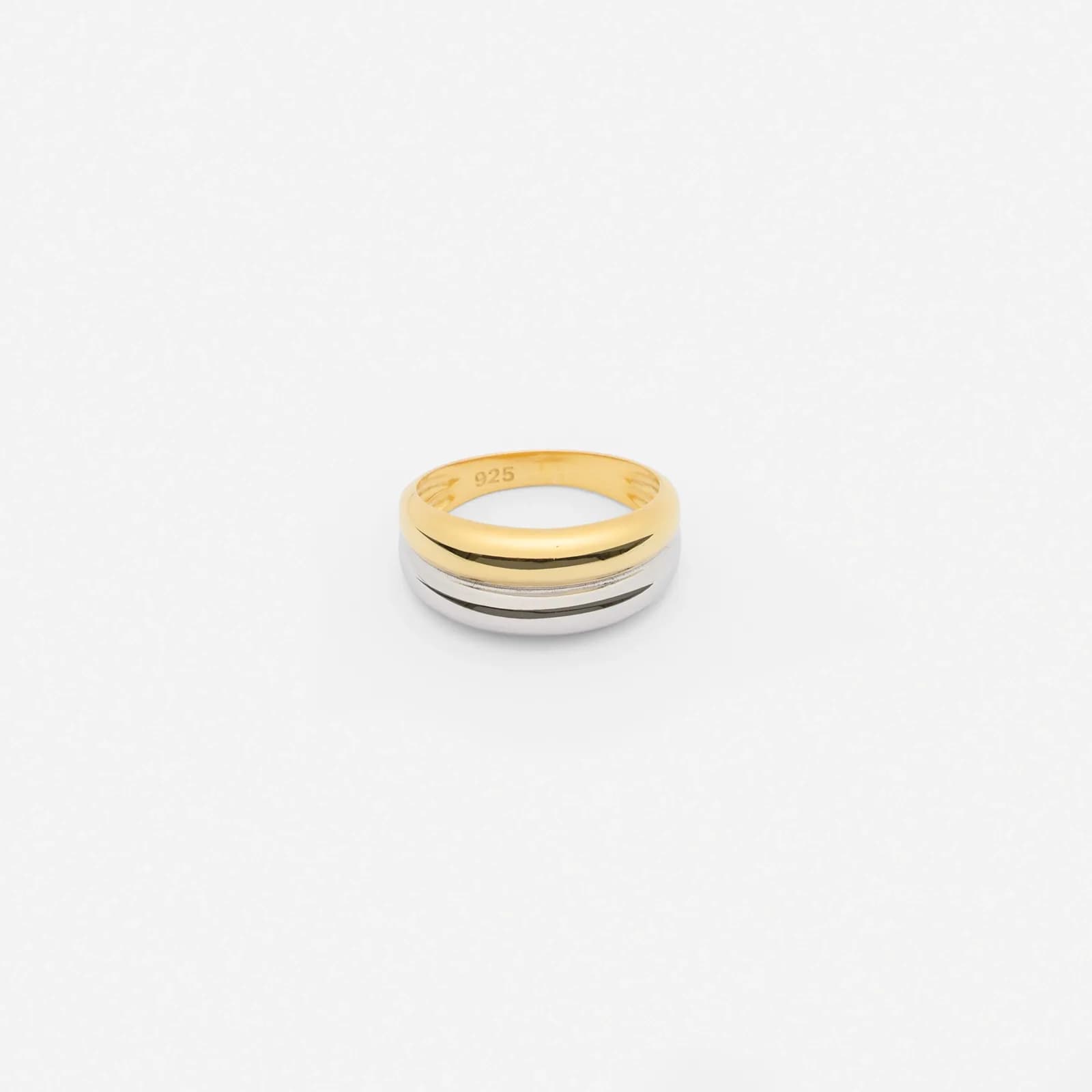 Guldpläterad silverring bicolor - två rader
