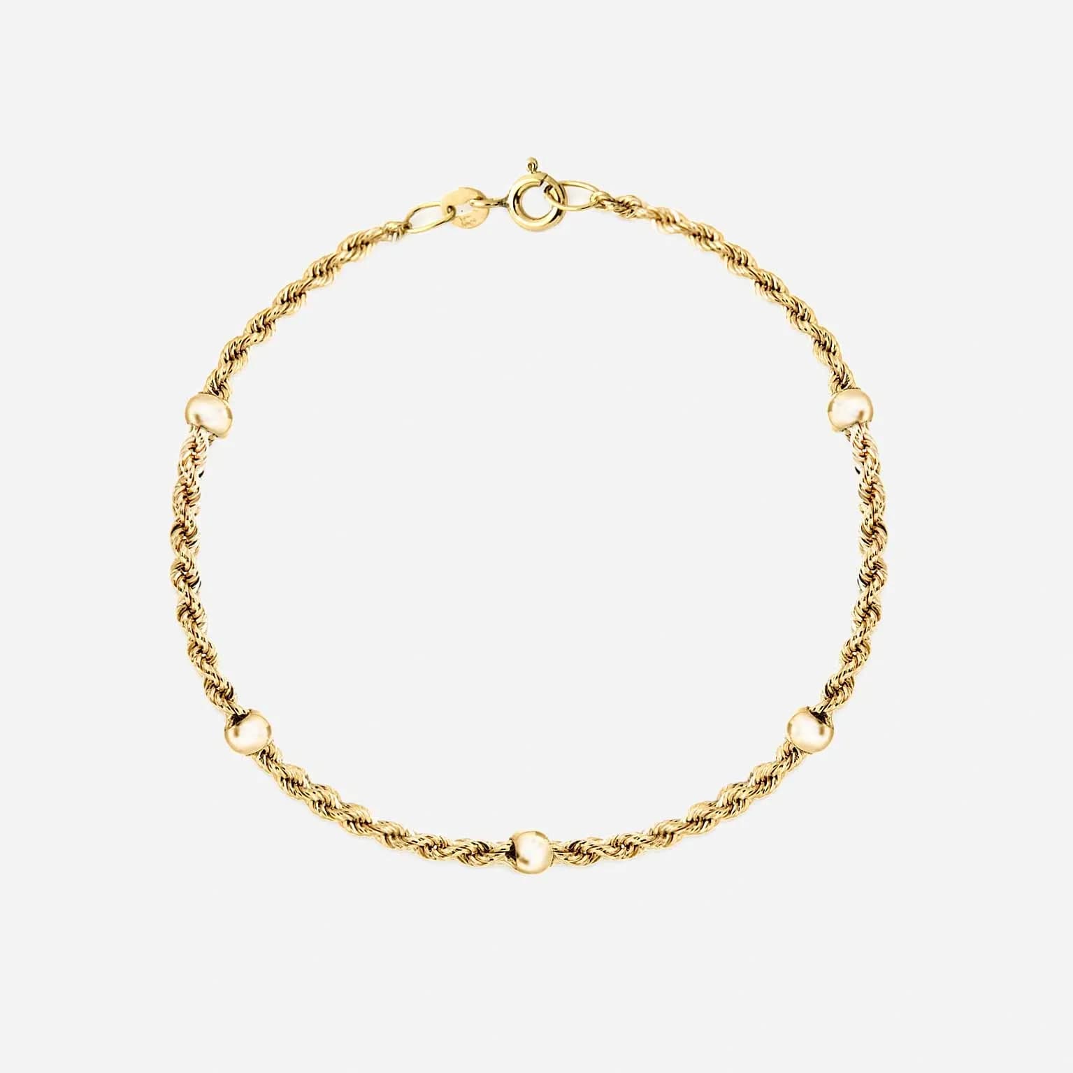 Armband dam 9k guld - Replänk, kulor 18 cm