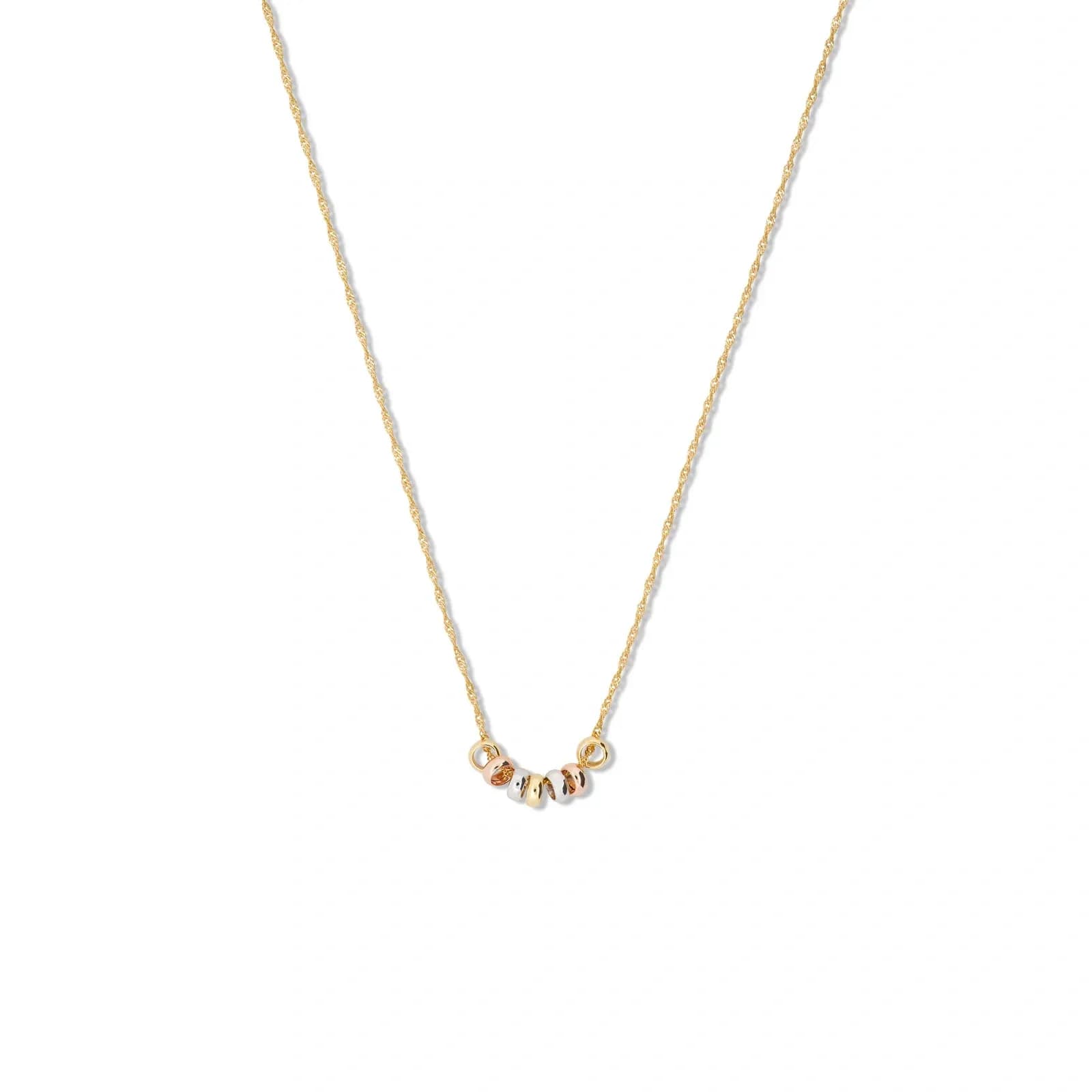 Halsband 9k guld - berlocker tricolor - 41 cm
