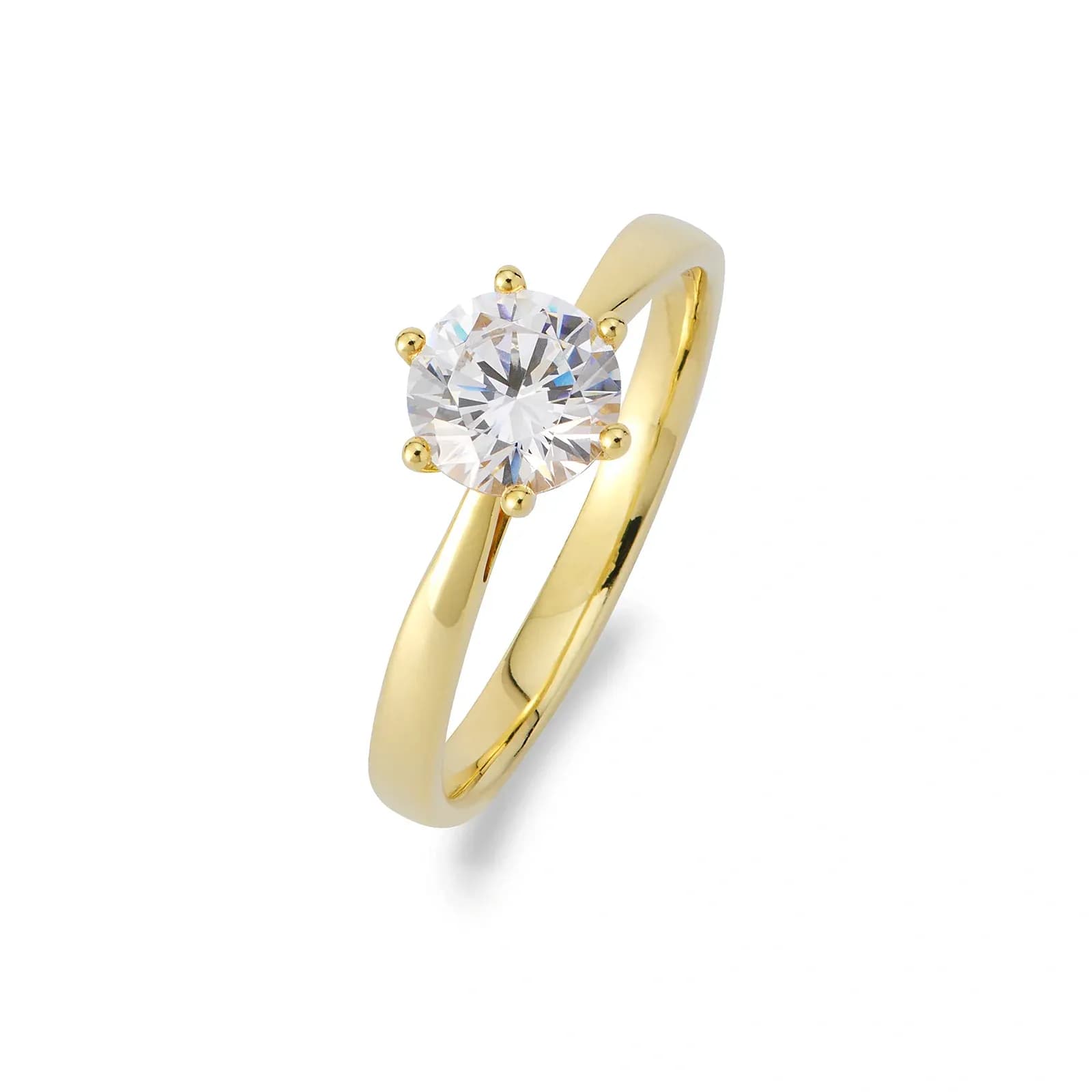 Solitärring 18k guld med 1,0 ct labbodlad diamant