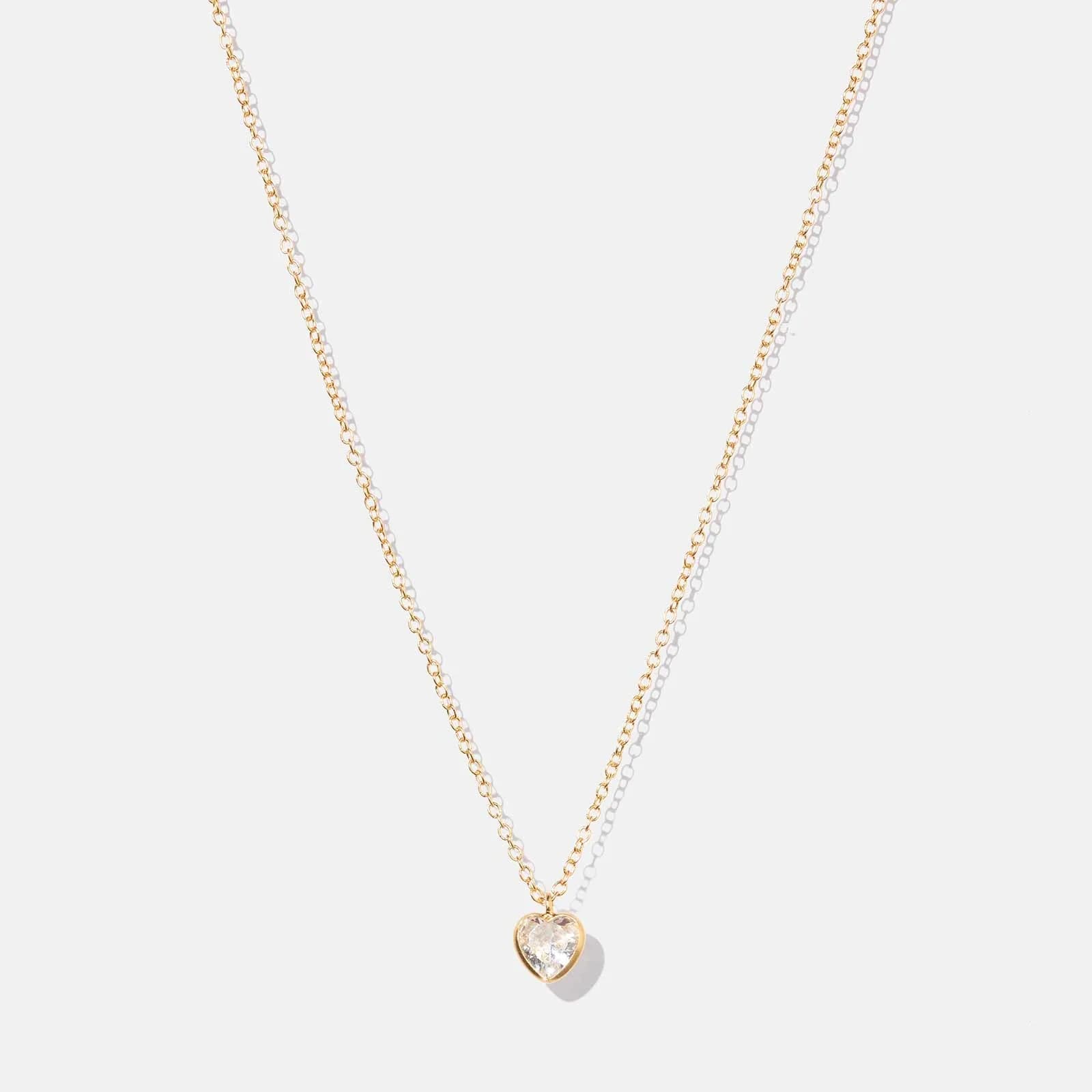 Guldpläterat silverhalsband för barn - vitt hjärta, 36+2cm