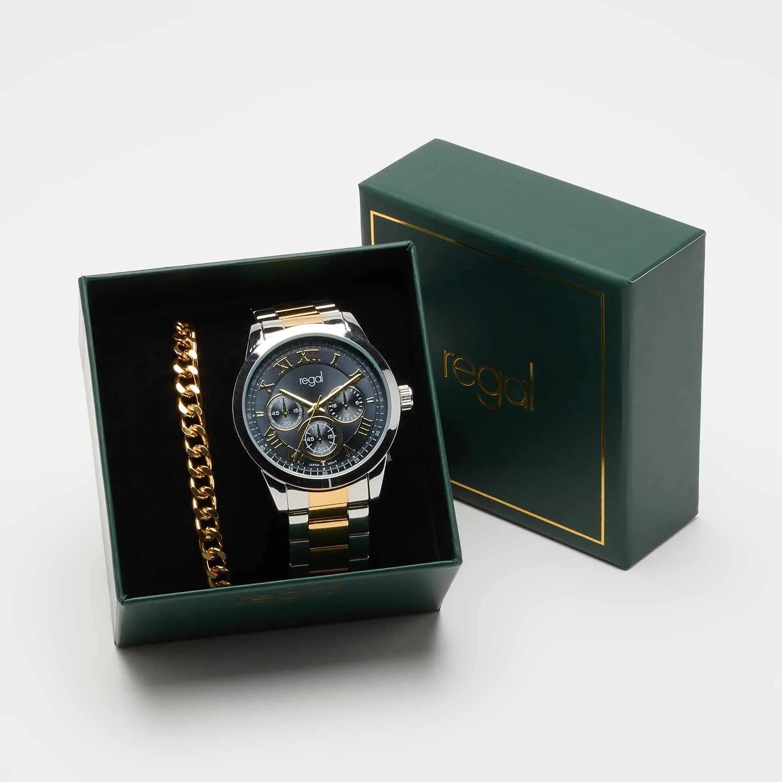 Regal klockset herr - metallband, bicolor, 41mm