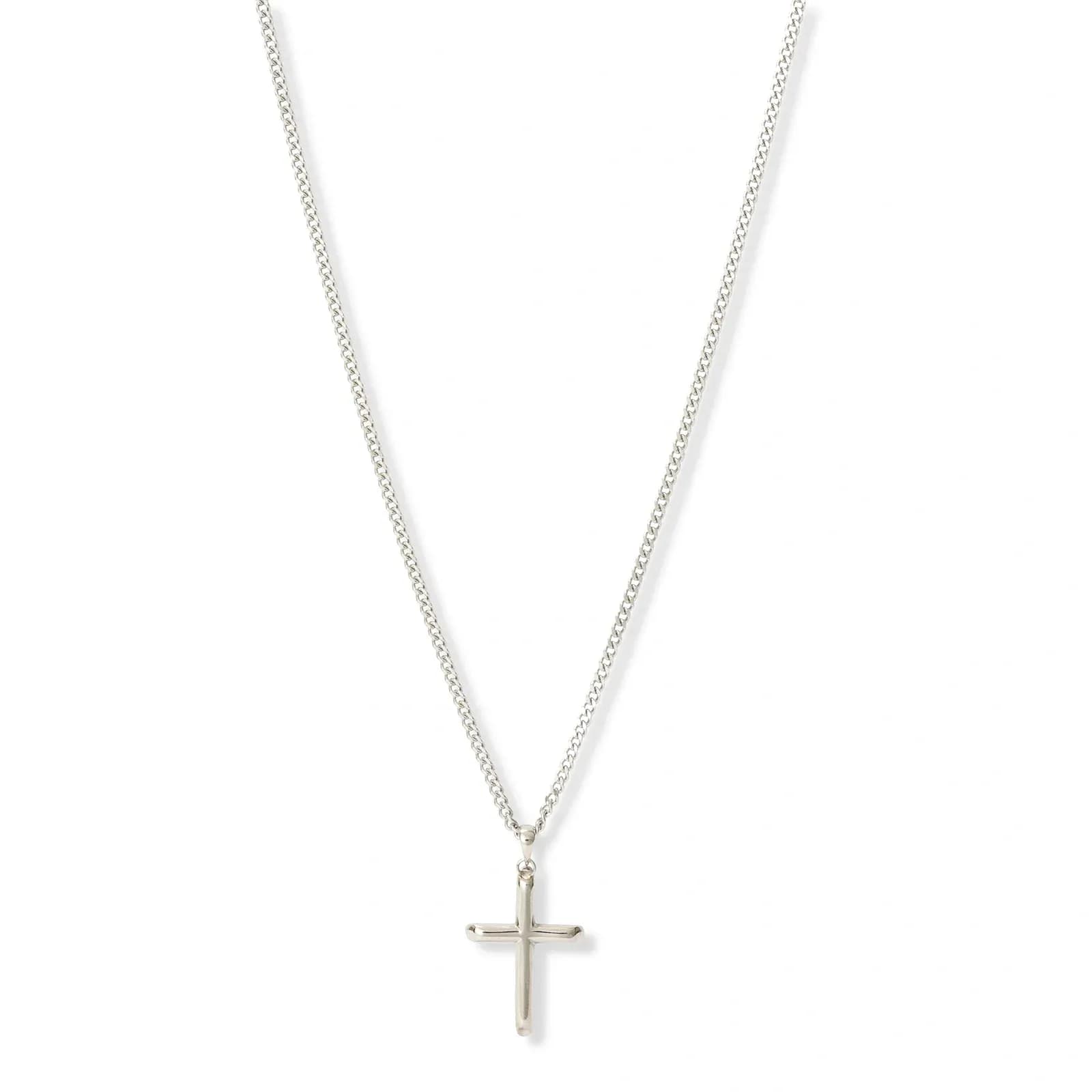 Stålhalsband herr, pansarkedja med kors - 50+5 cm