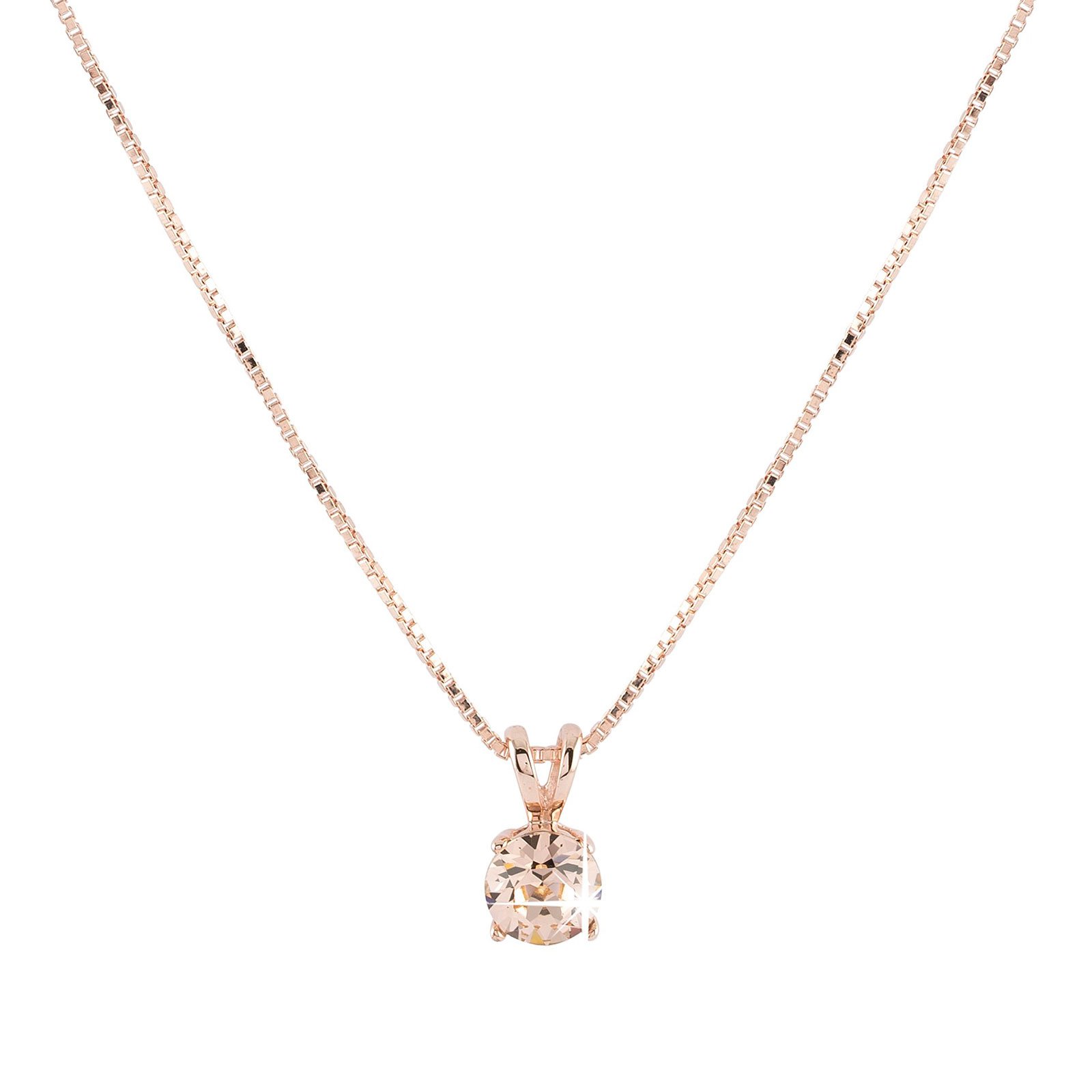 Silverhalsband - persikofärgade kristaller