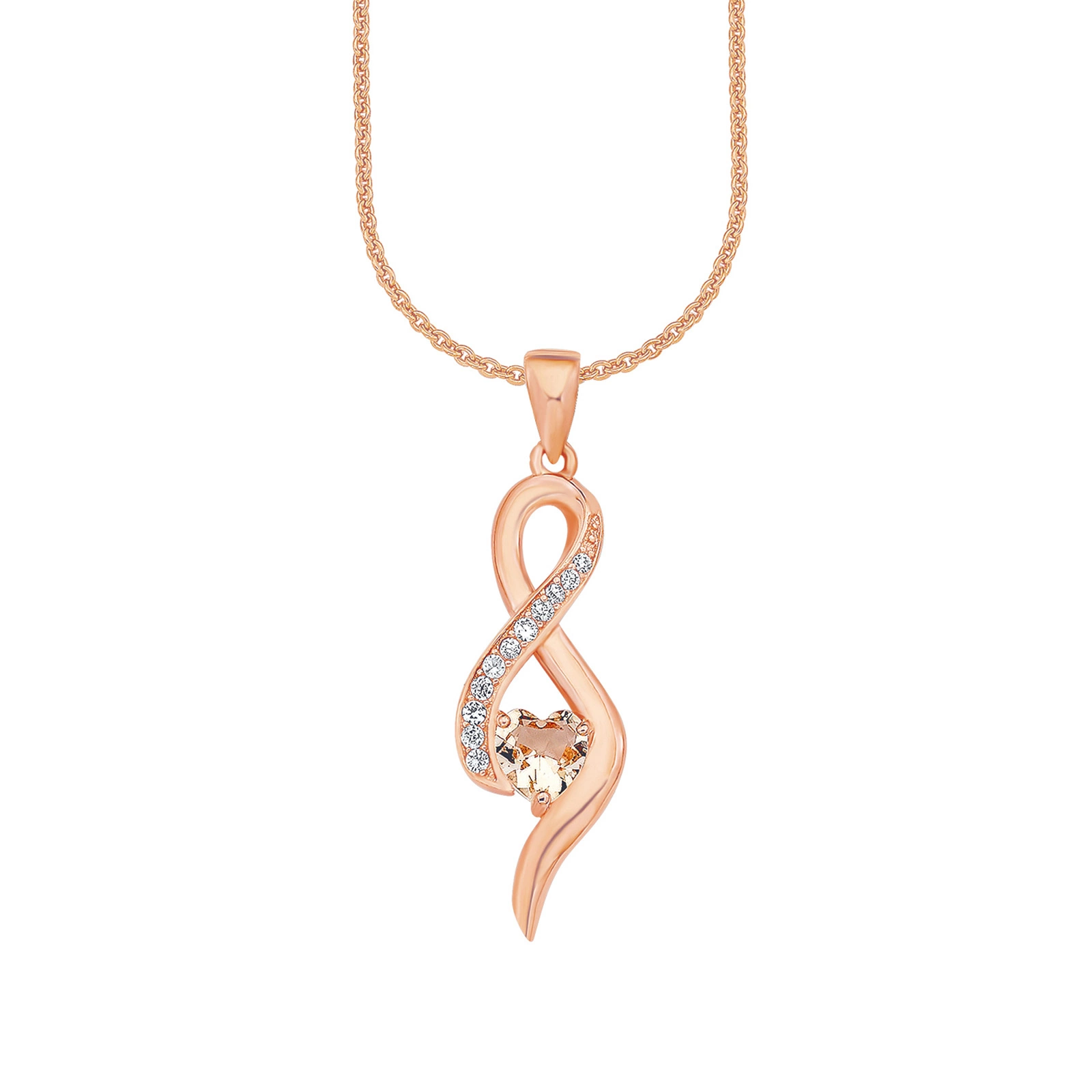 Rosegoldpläterat silverhalsband – infinitysymbol 45 cm