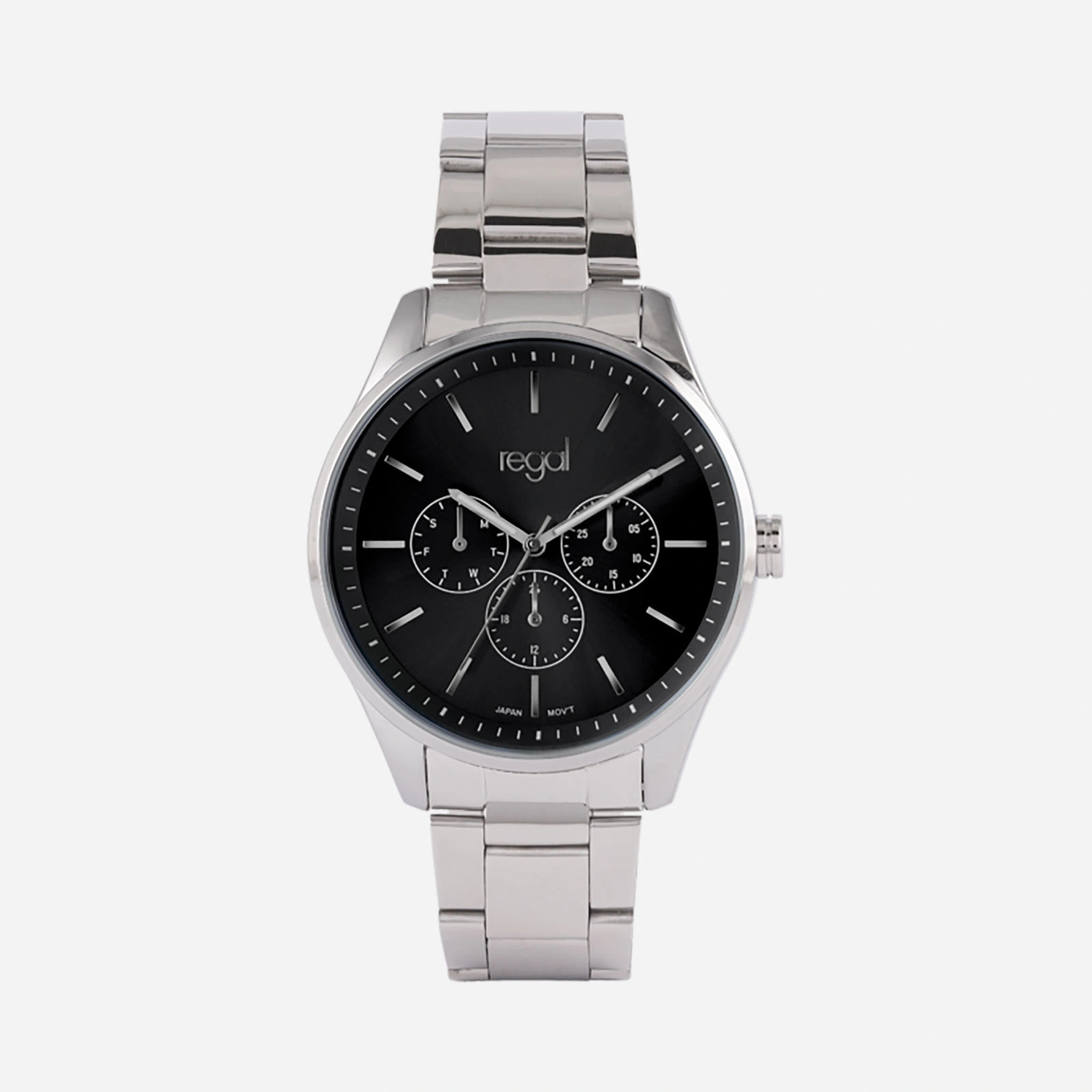 Regal herrklocka - metallband, silverton/svart, 42mm