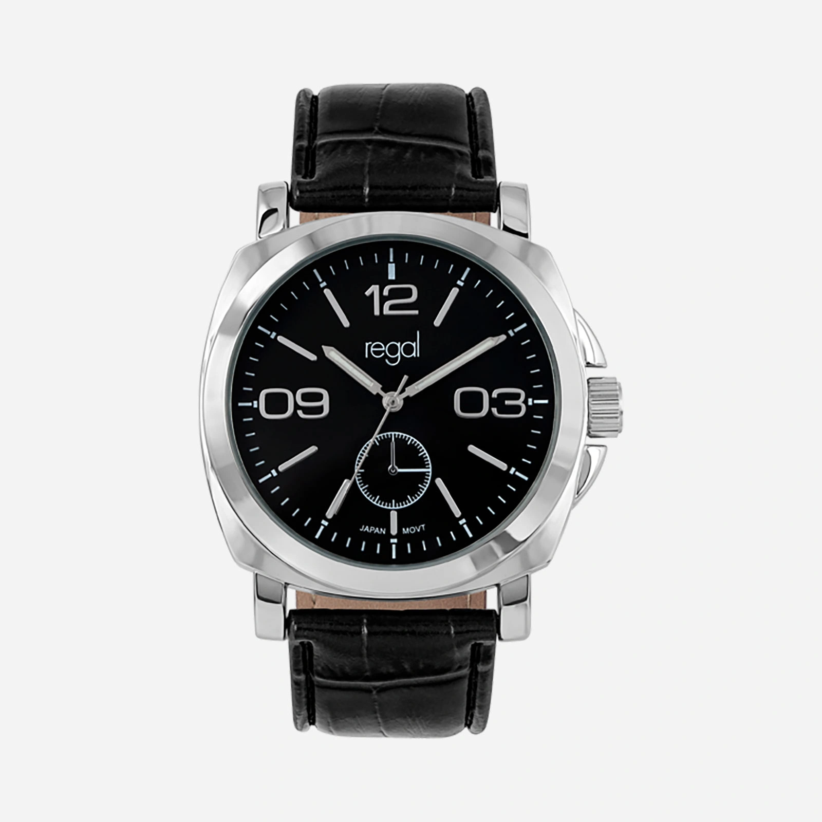 Regal herrklocka - svart band, silver/svart, 40 mm