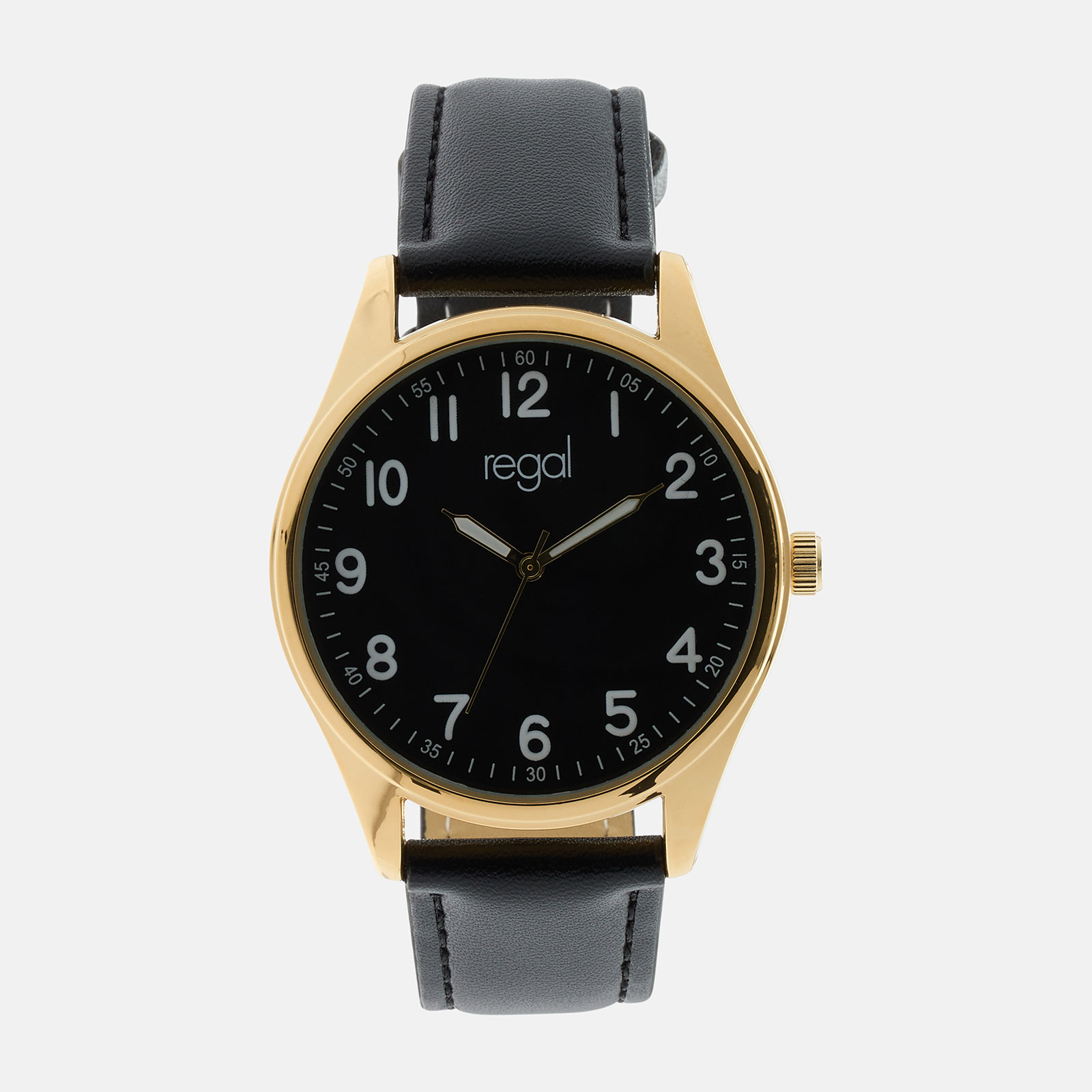 Regal herrklocka – svart band guldton,svart 40mm