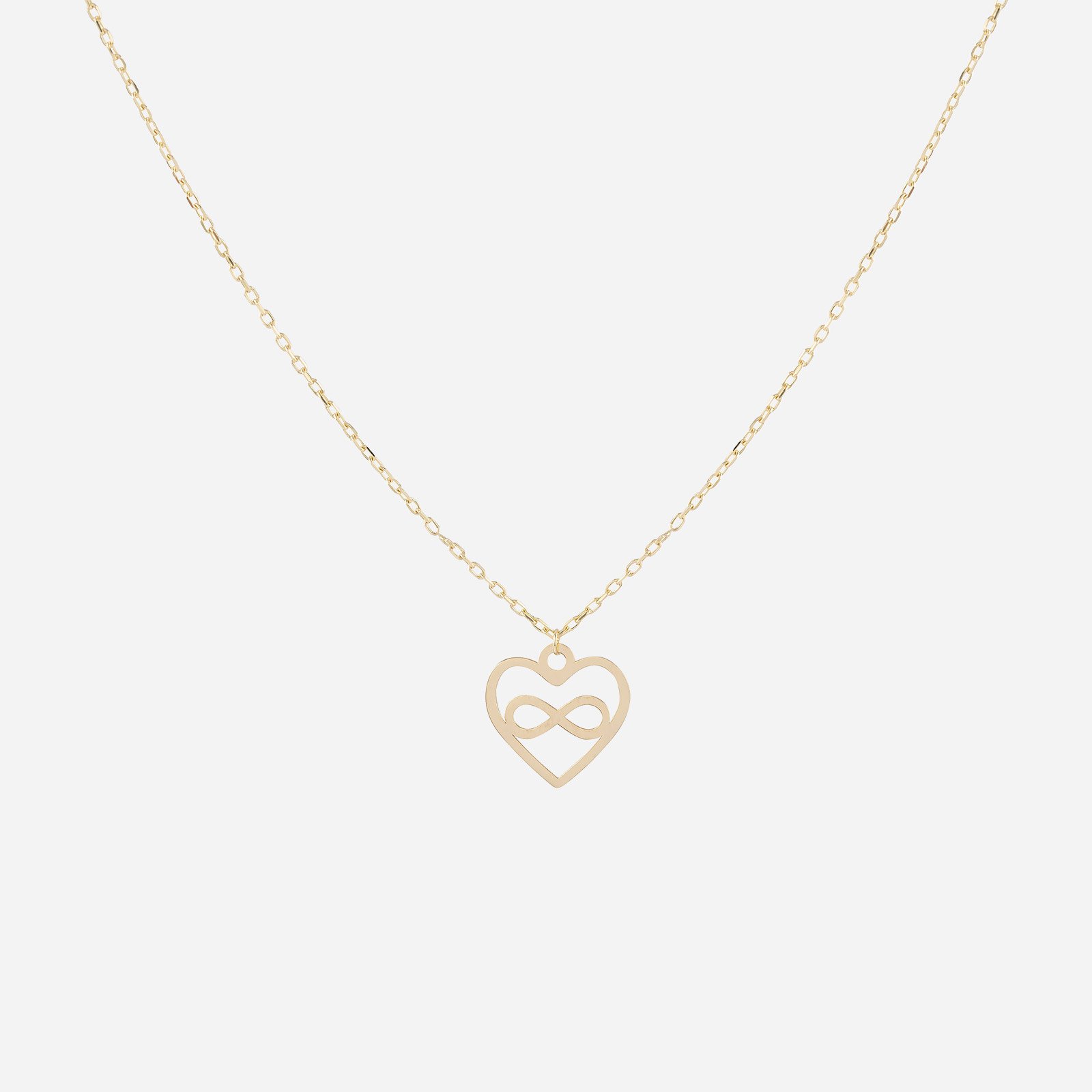 Förgyllt silverhalsband hjärta & infinity - 45 cm