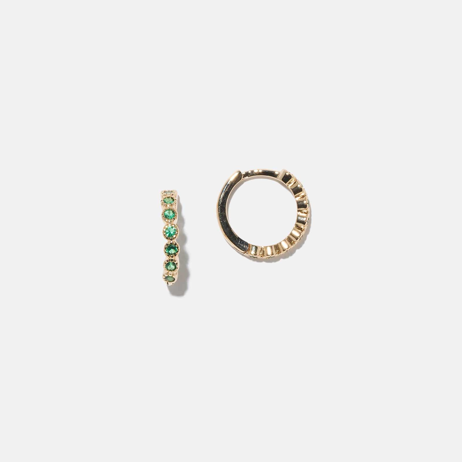 18k guldpläterade örhängen – hoops gröna stenar 12mm