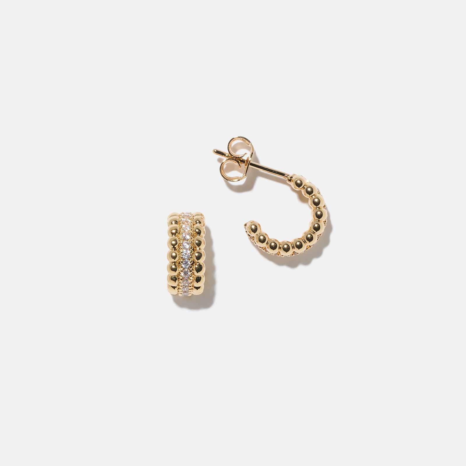 18k guldpläterade örhängen – hoops tre rader 11mm
