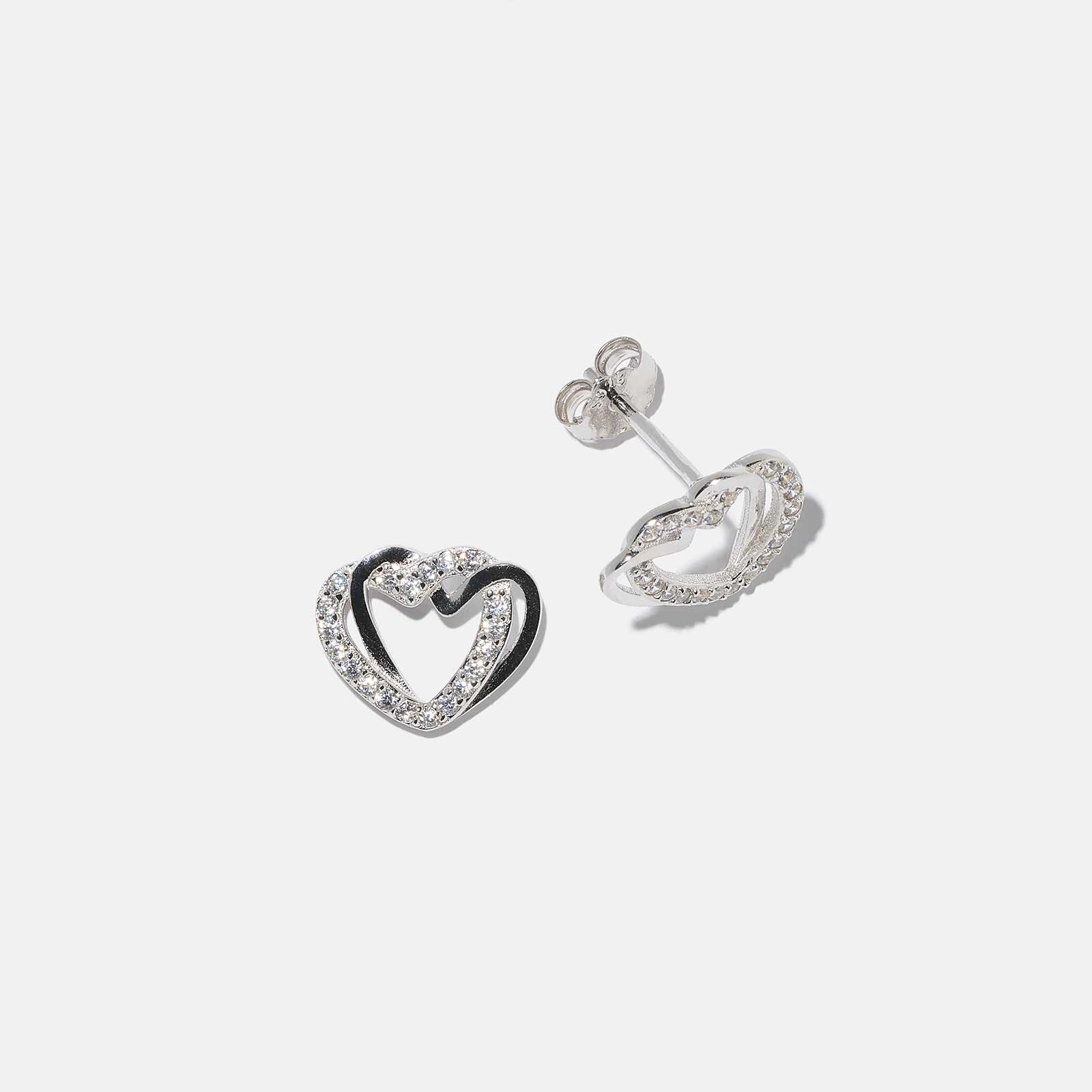 SILVER 925 Örhängen i äkta silver – dubbla hjärtan