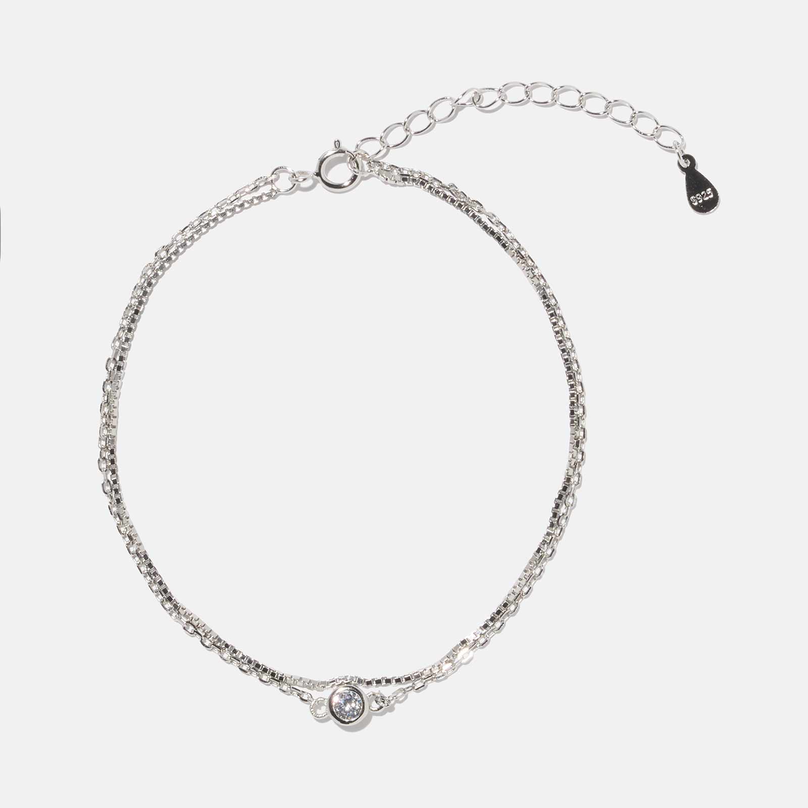 Armband i äkta silver - 2 tunna kedjor