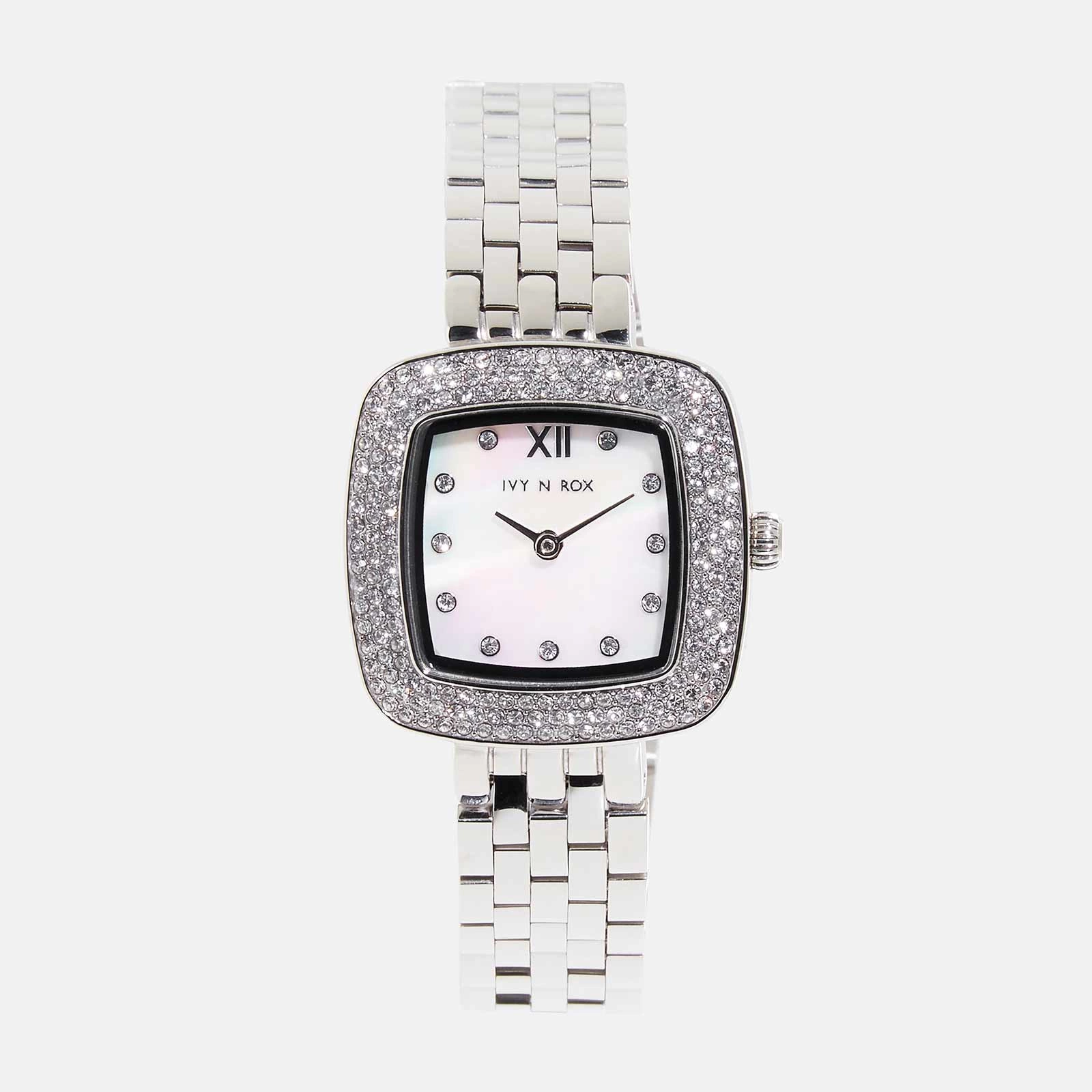 Ivy n Rox Lotus damklocka – silver/MOP 33 mm