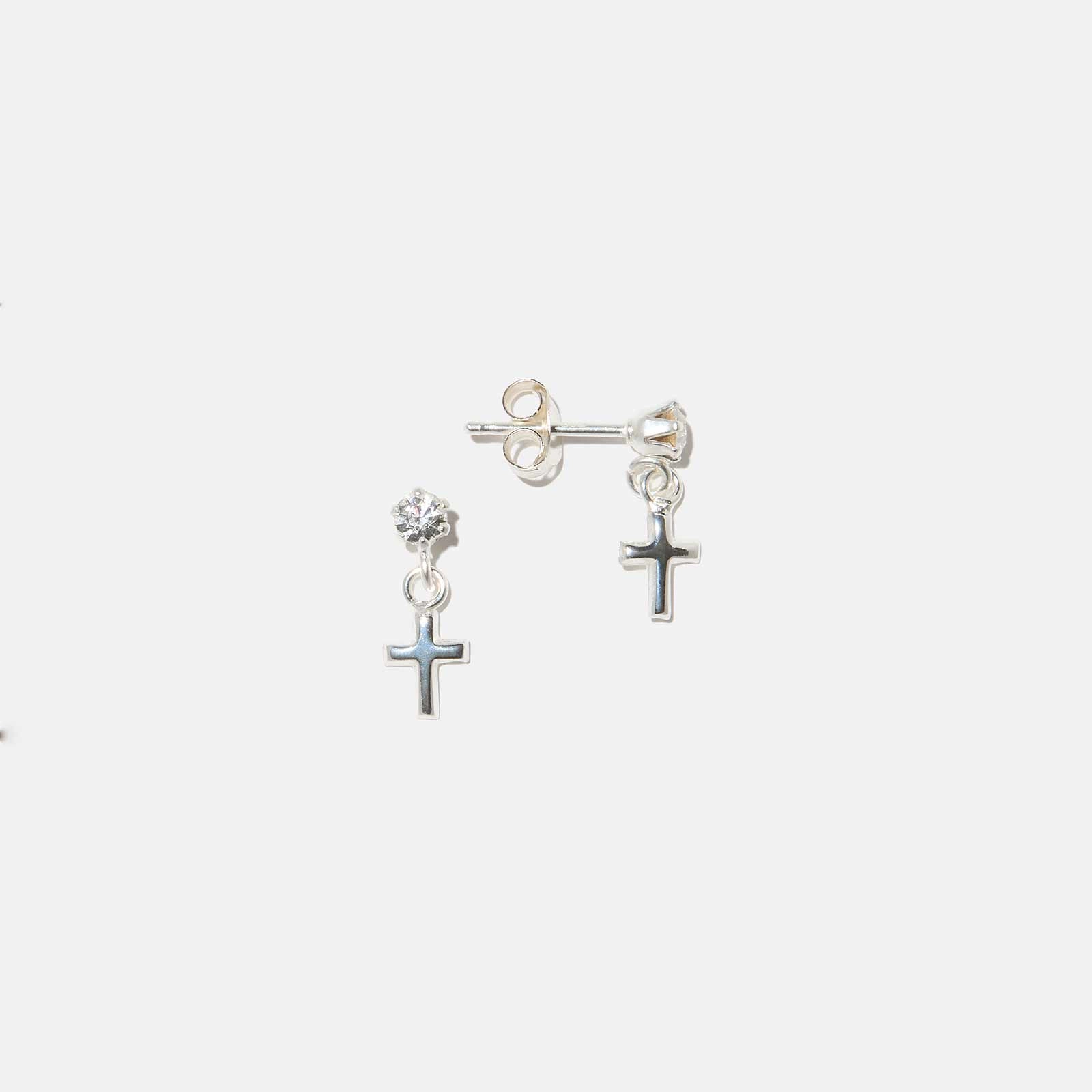 LITTLE MISS LOVELY Silverörhängen för barn – hängande kors