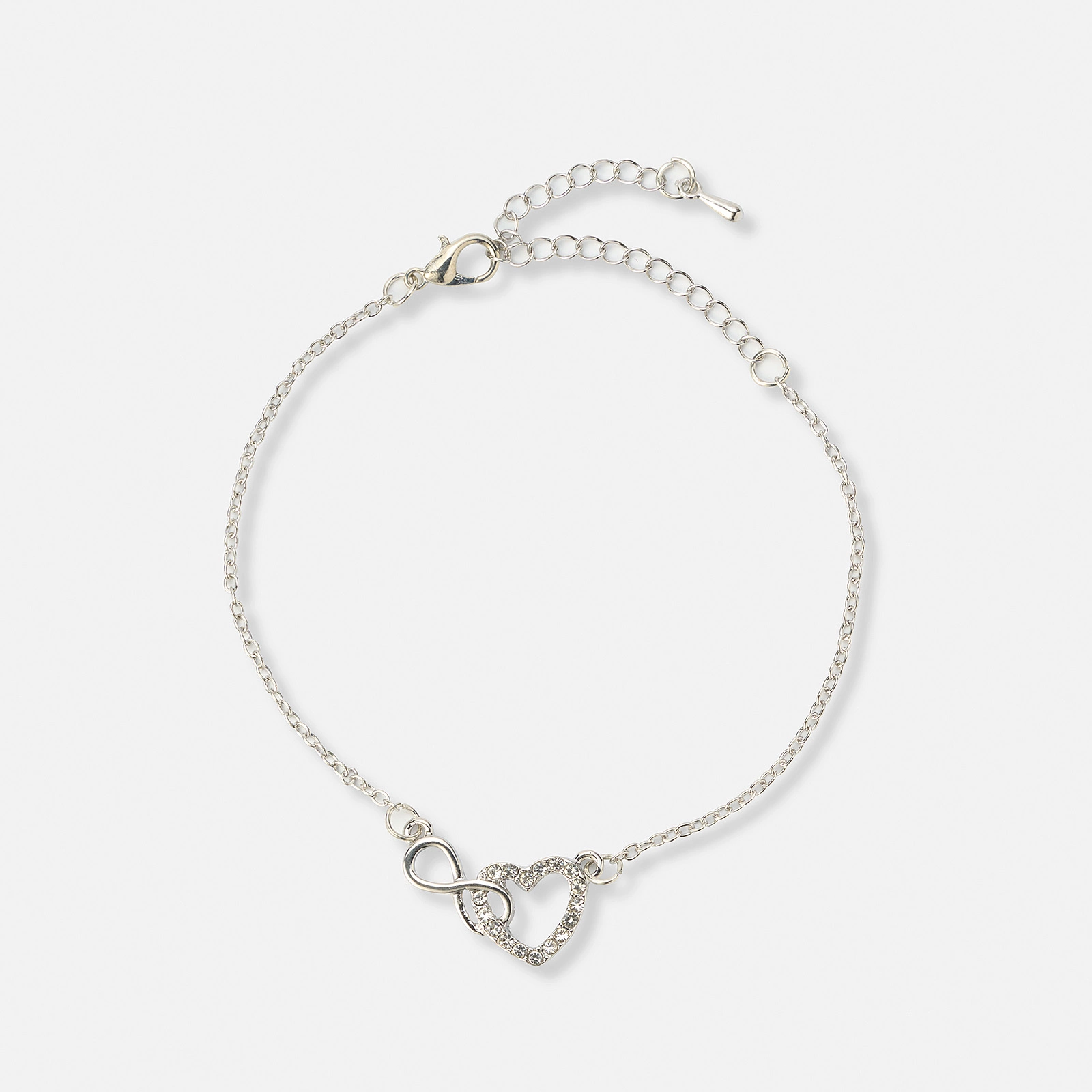 Silverf&auml;rgat armband dam - hj&auml;rta & infinity