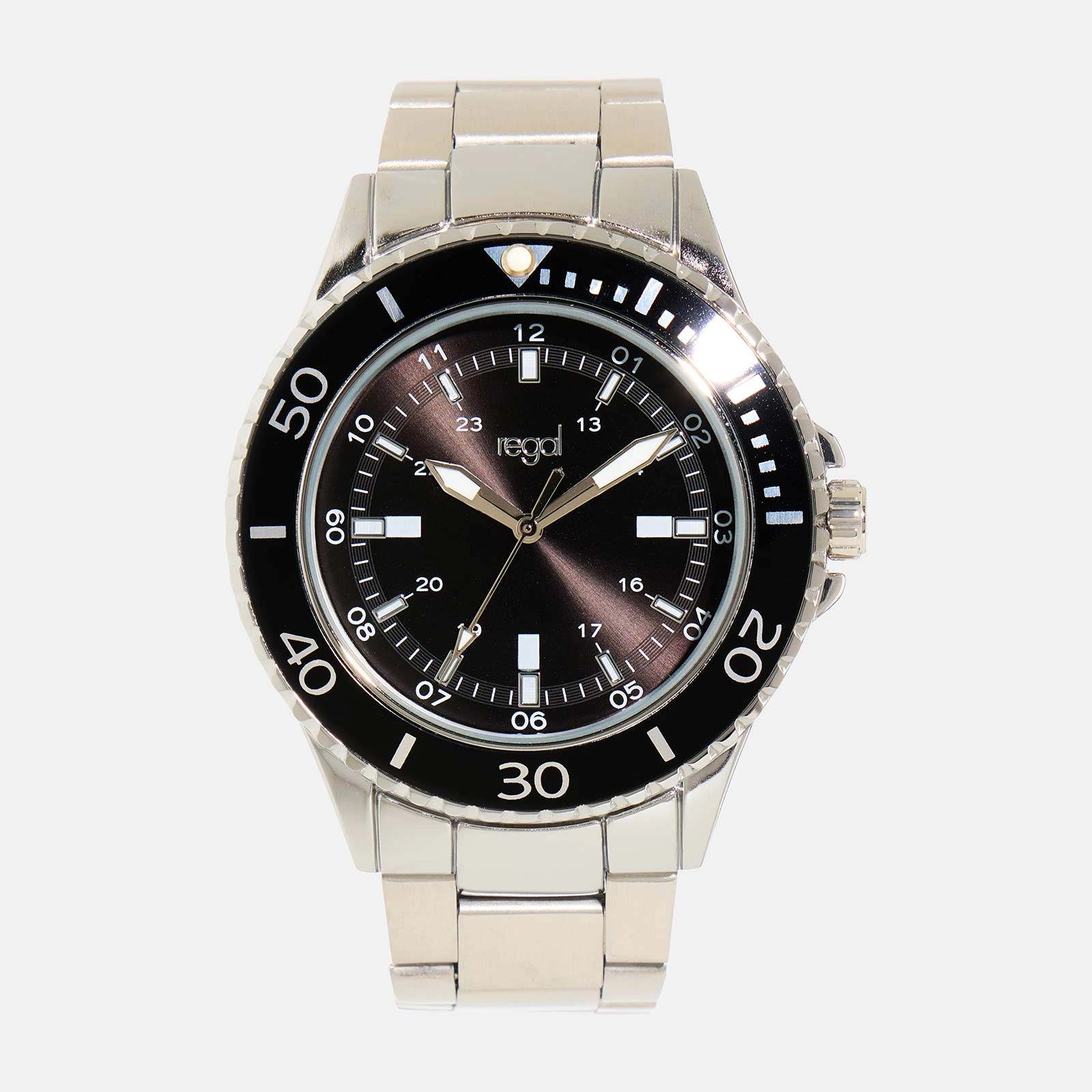 Regal herrklocka - metall, silver/svart, 44mm