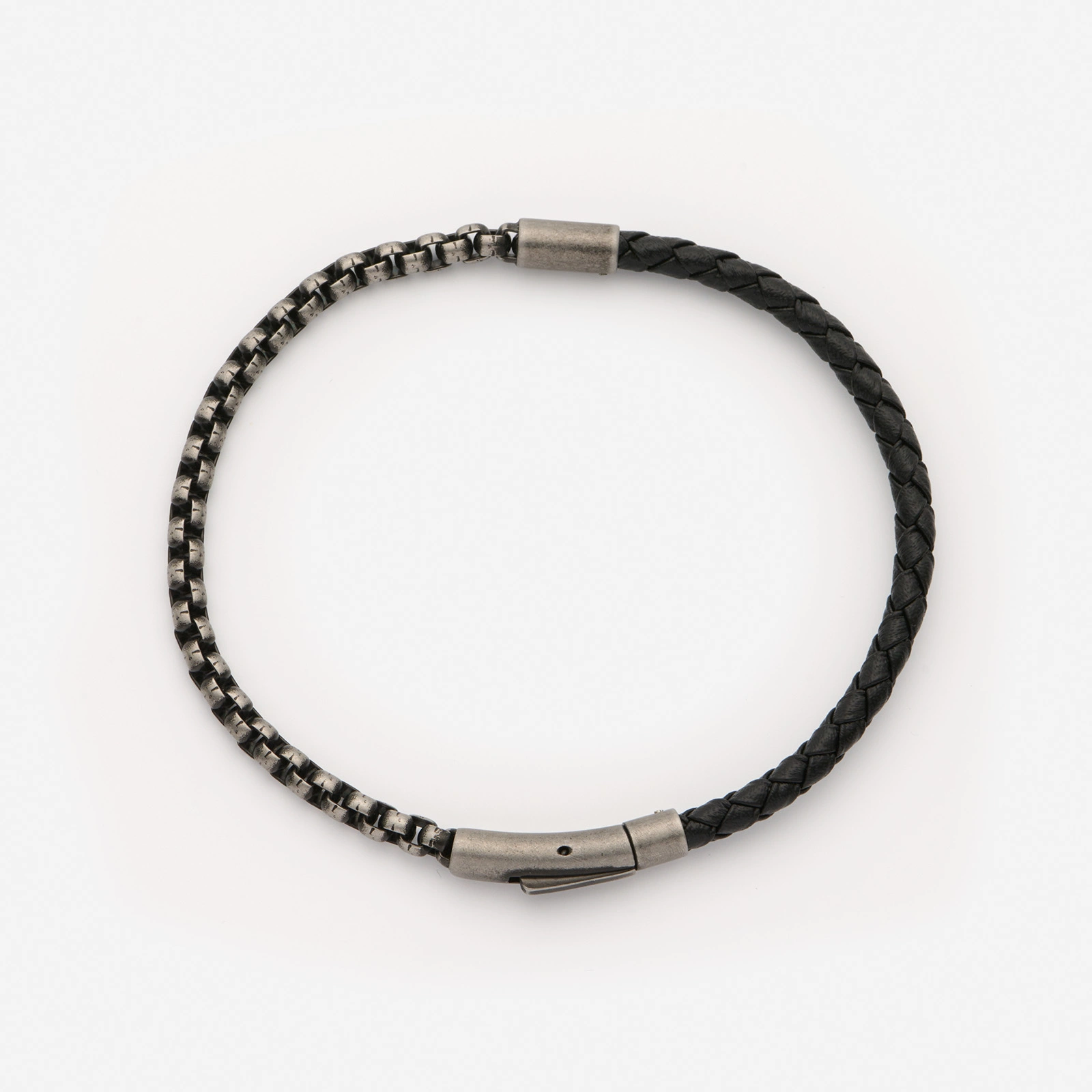 URBAN STORY Armband herr i stål & läder 21cm