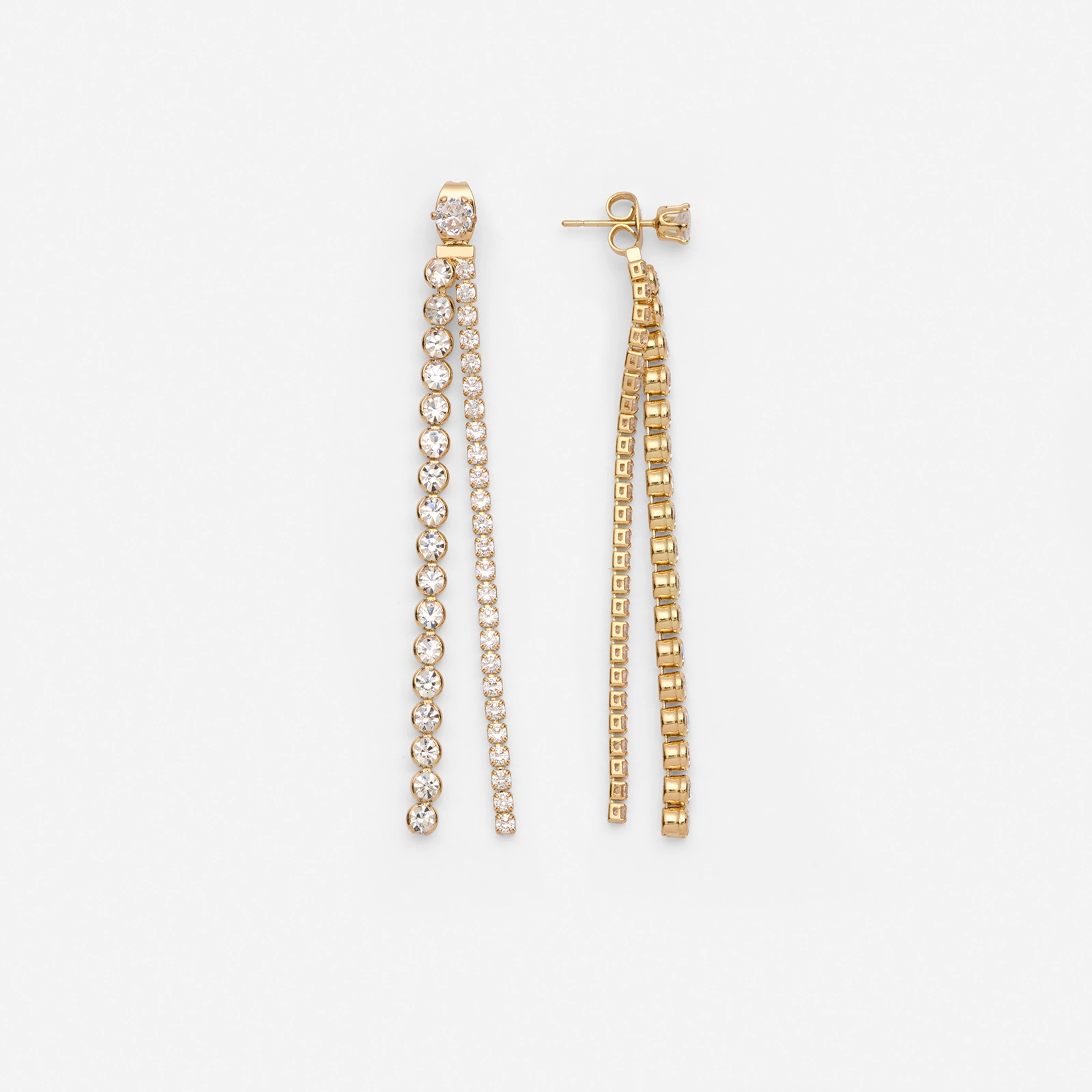 18k guldpläterade örhängen - två rader Zirkonia