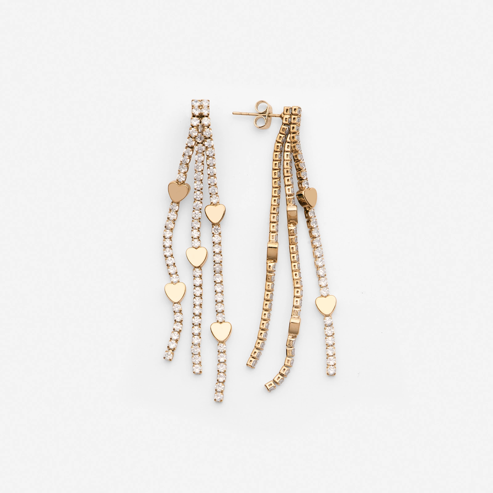 18k guldpläterade långa örhängen med hjärtan