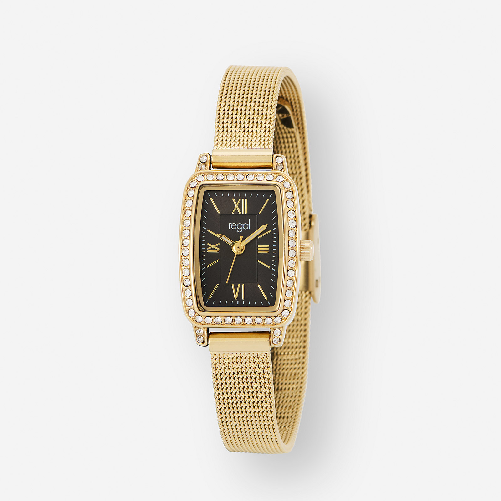Regal damklocka – meshband guld/svart 19×34 mm