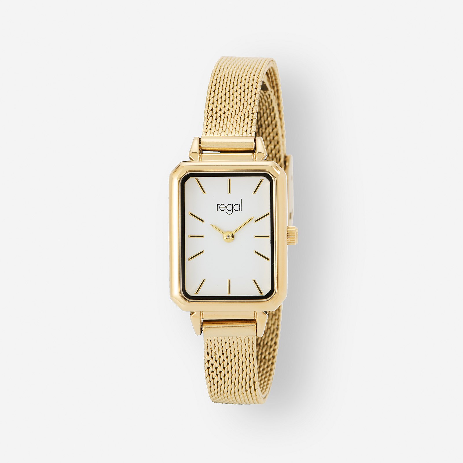 Regal damklocka – meshband guld/vit 21×28 mm