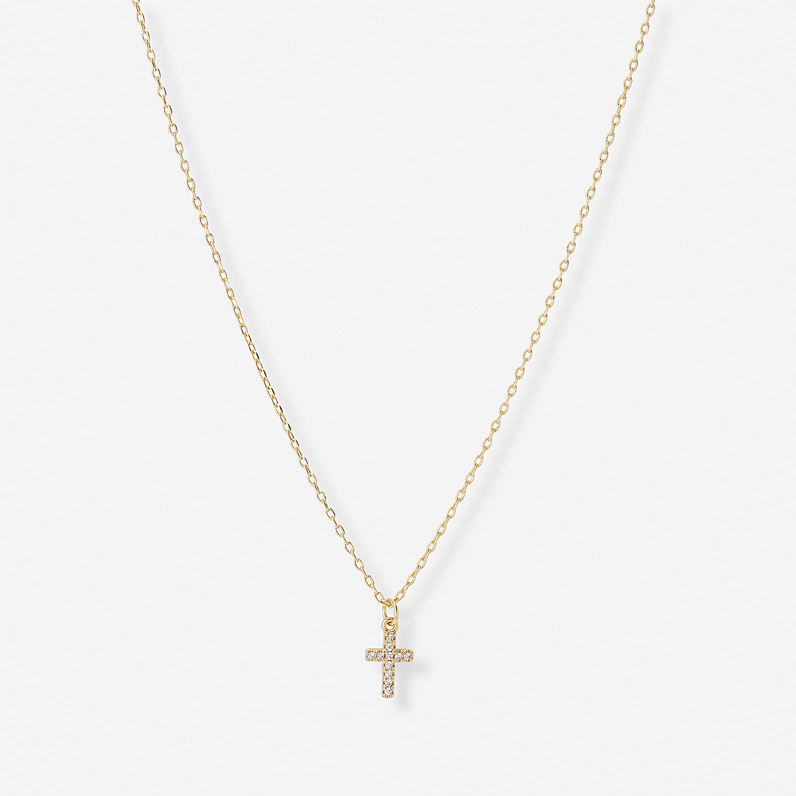 Guldfärgat halsband, kors, 42+7cm