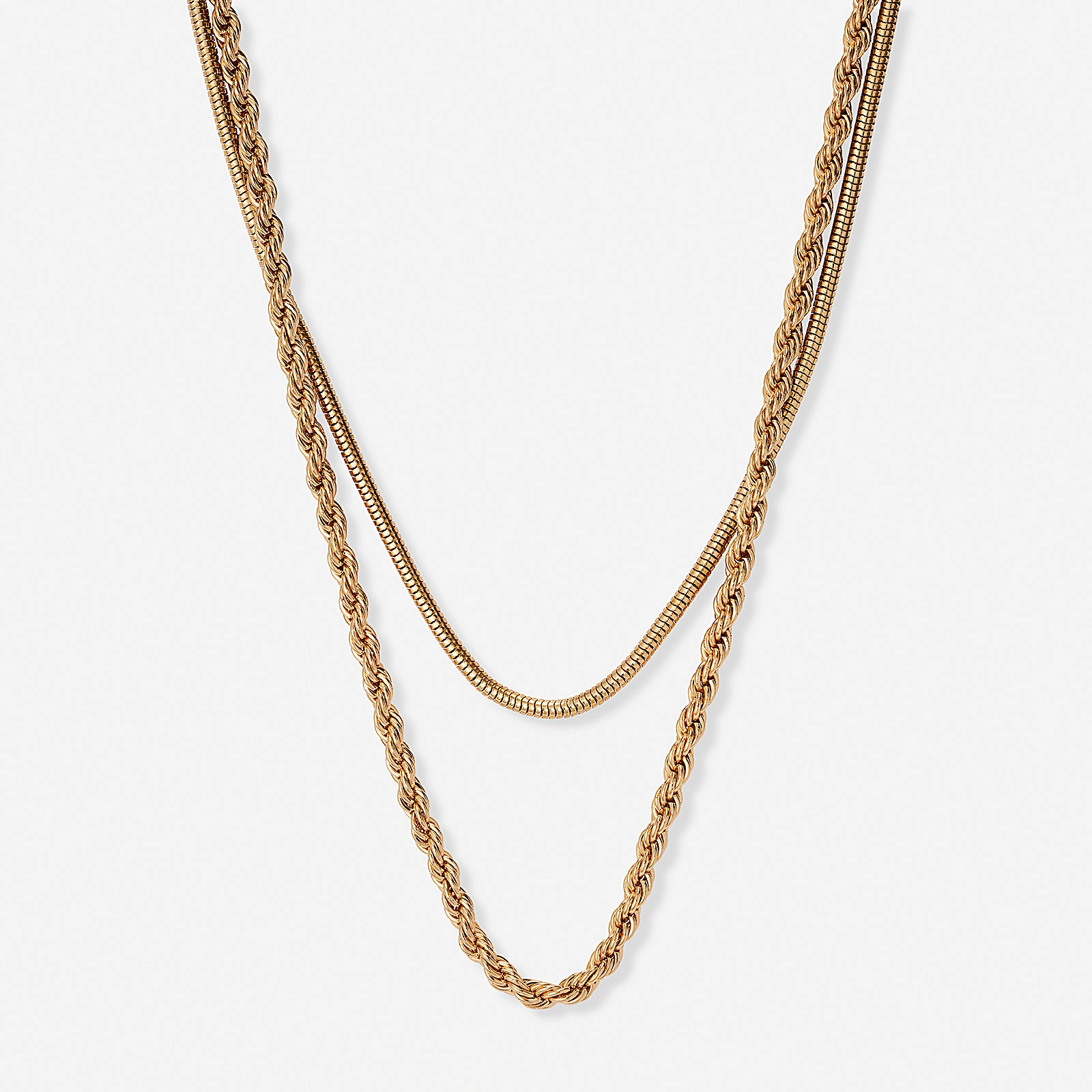 Guldf&auml;rgat tv&aring;radigt halsband, 45-48+7cm