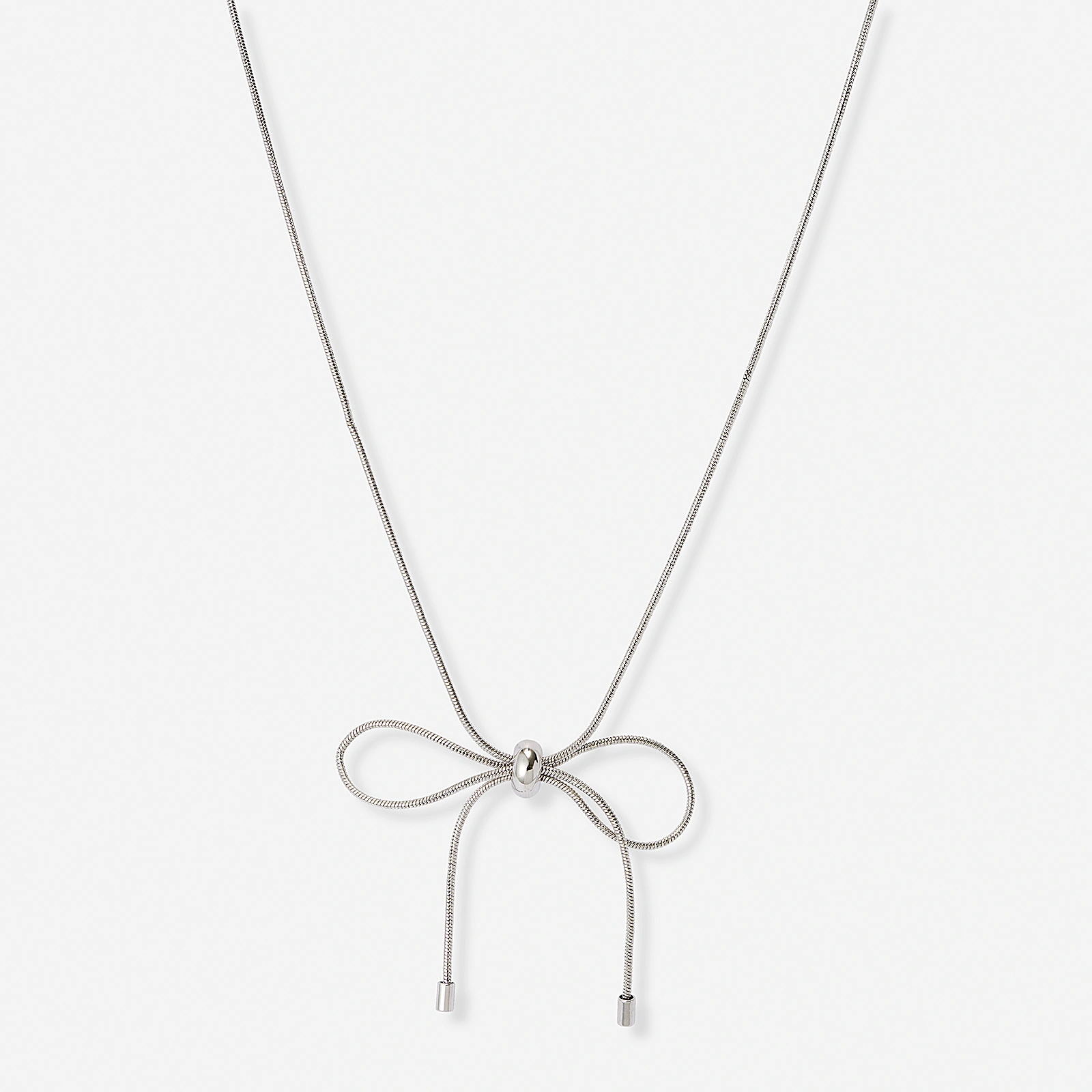 Silverf&auml;rgat halsband, ormkedja m rosett, 43+7cm