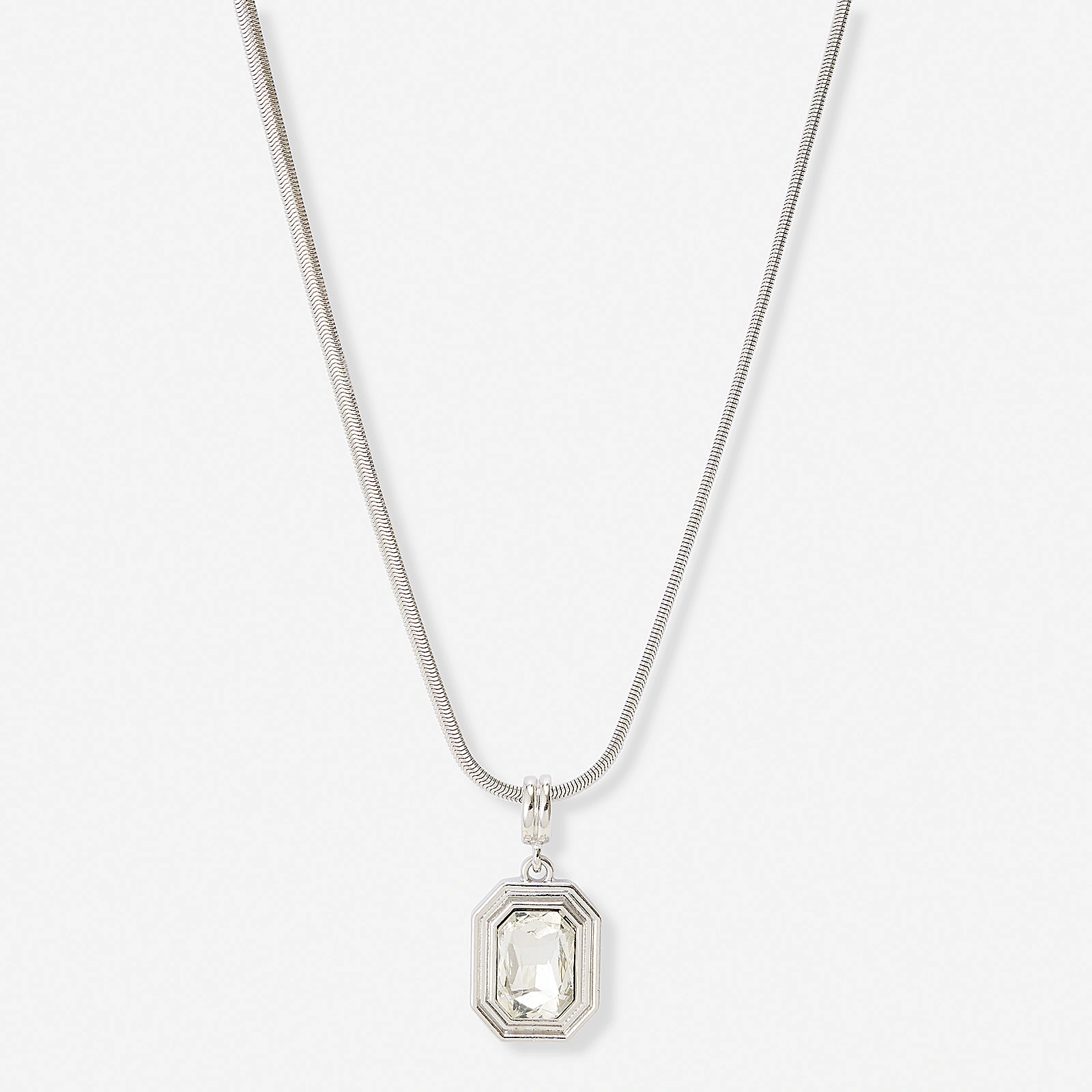 Silverf&auml;rgat halsband, &aring;ttkantigt h&auml;nge, 49+7cm